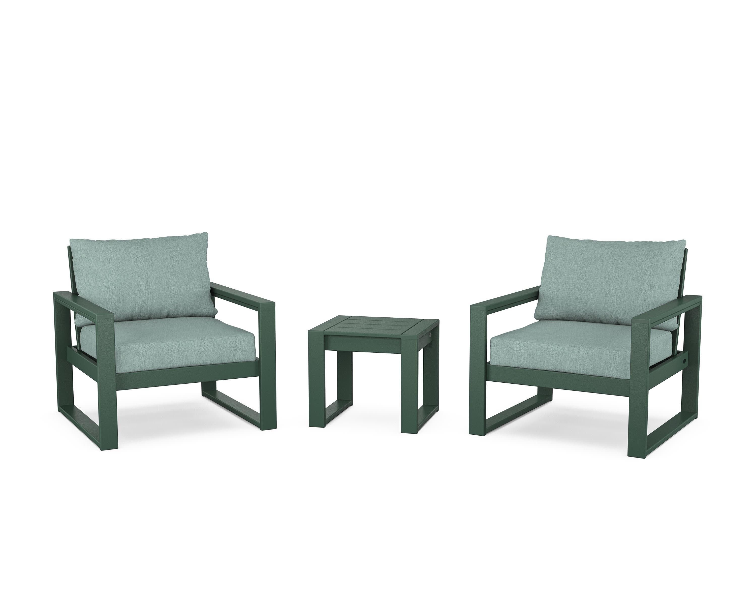 EDGE Sectional 3-Piece Deep Seating Set in Green / Glacier Spa