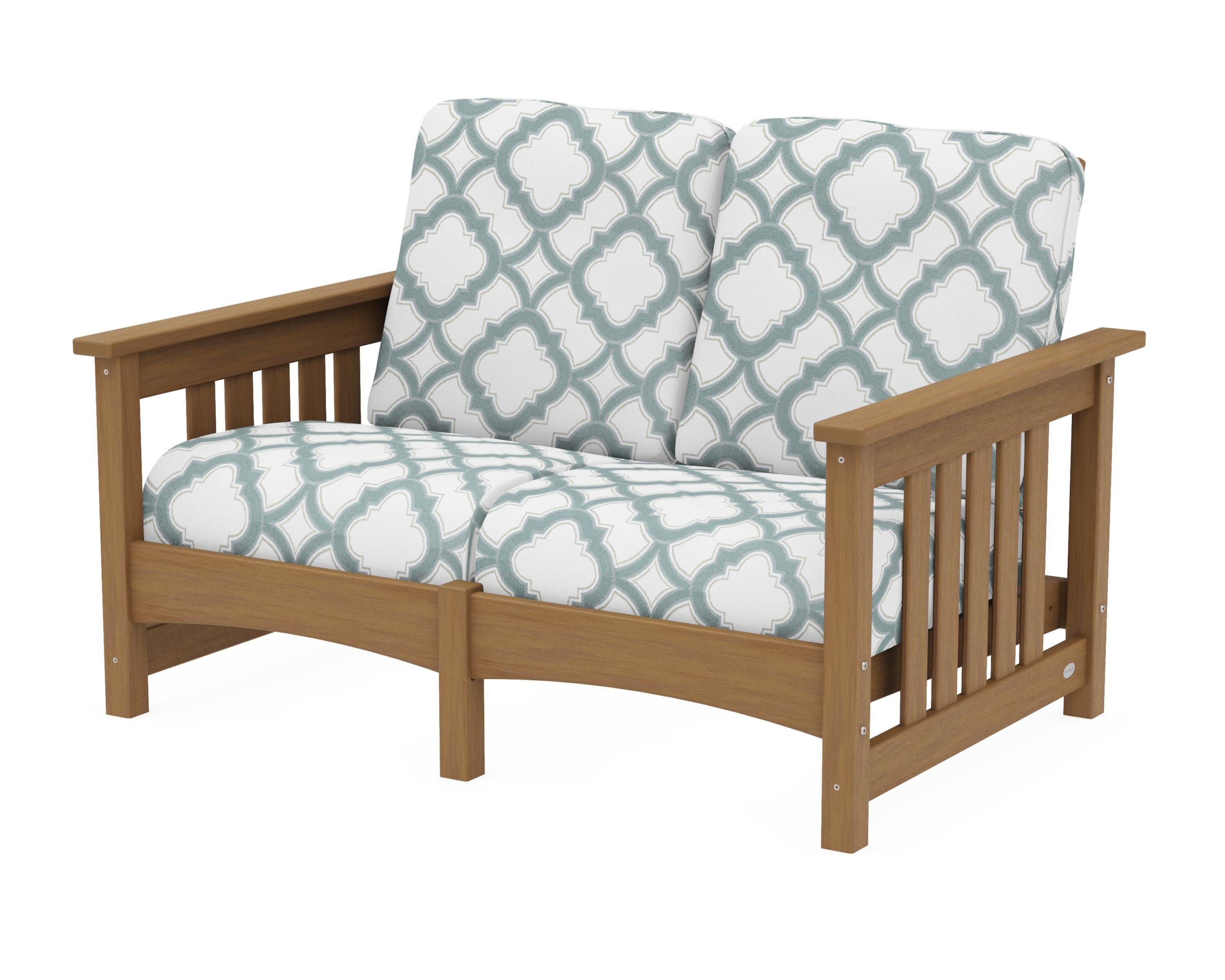 Club Mission Loveseat in Natural / Trellis Glacier Spa