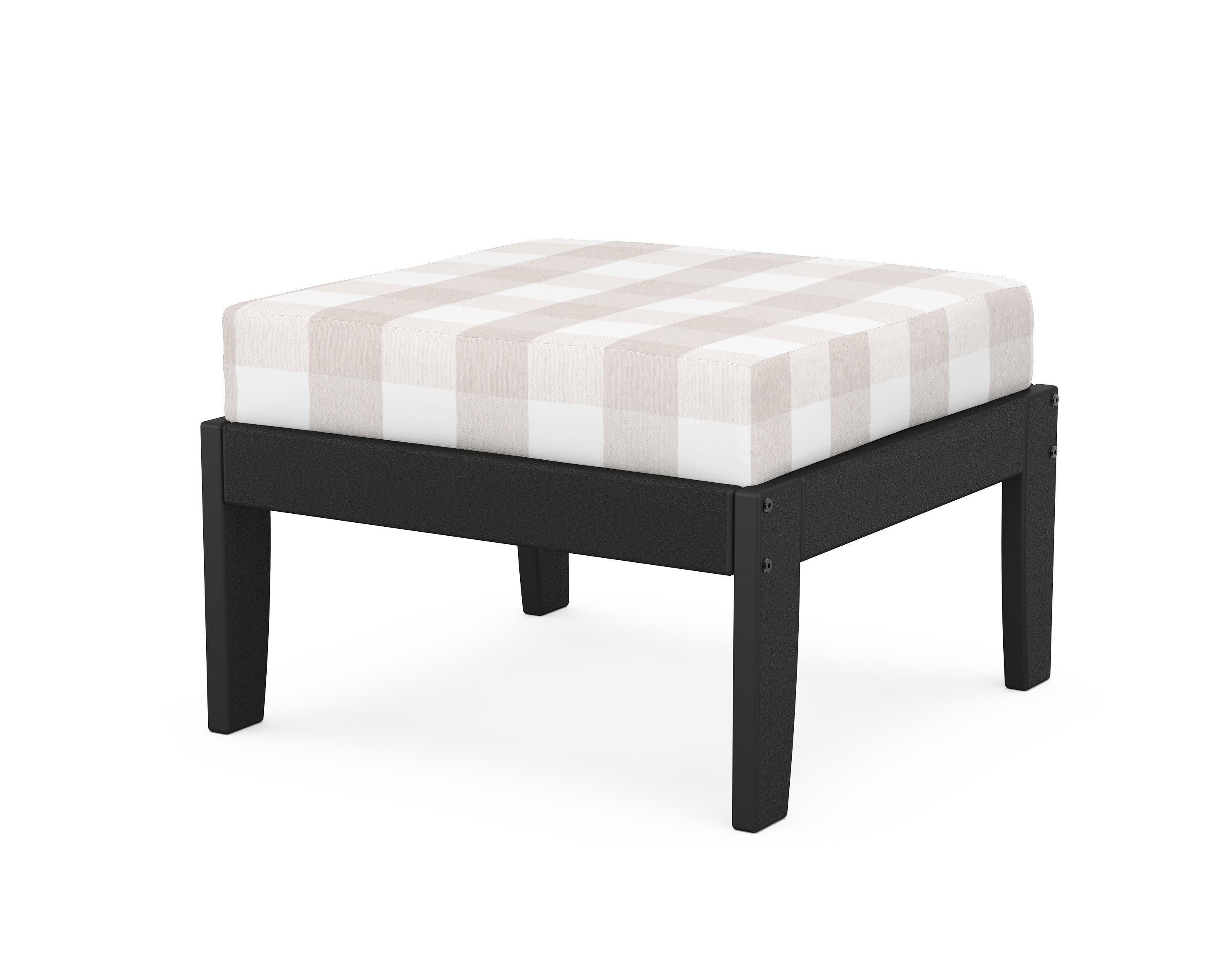 Modular Ottoman - Classic in Black / Buffalo Plaid Dune Burlap