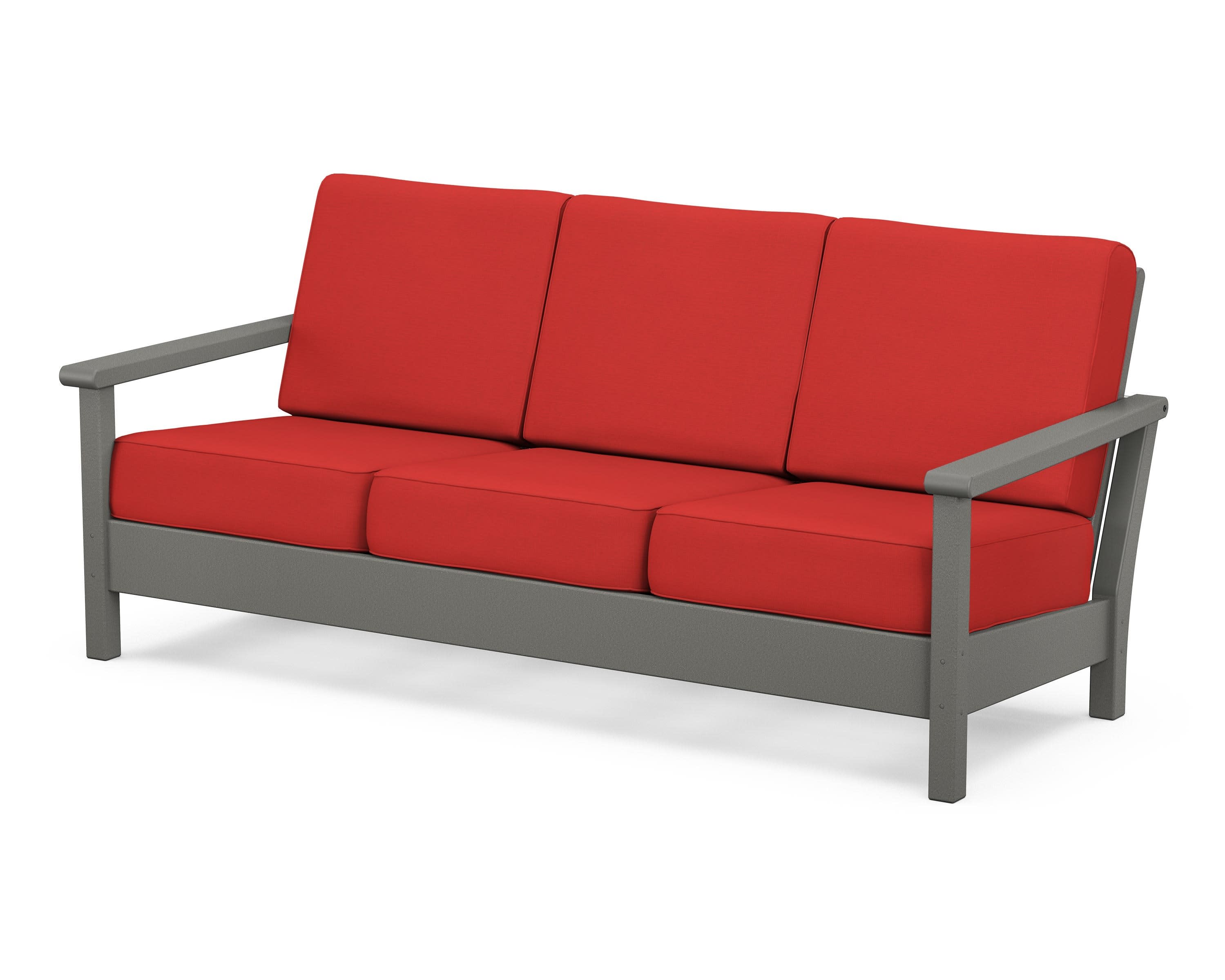 Harbour Deep Seating Sofa in Slate Grey / Crimson Linen