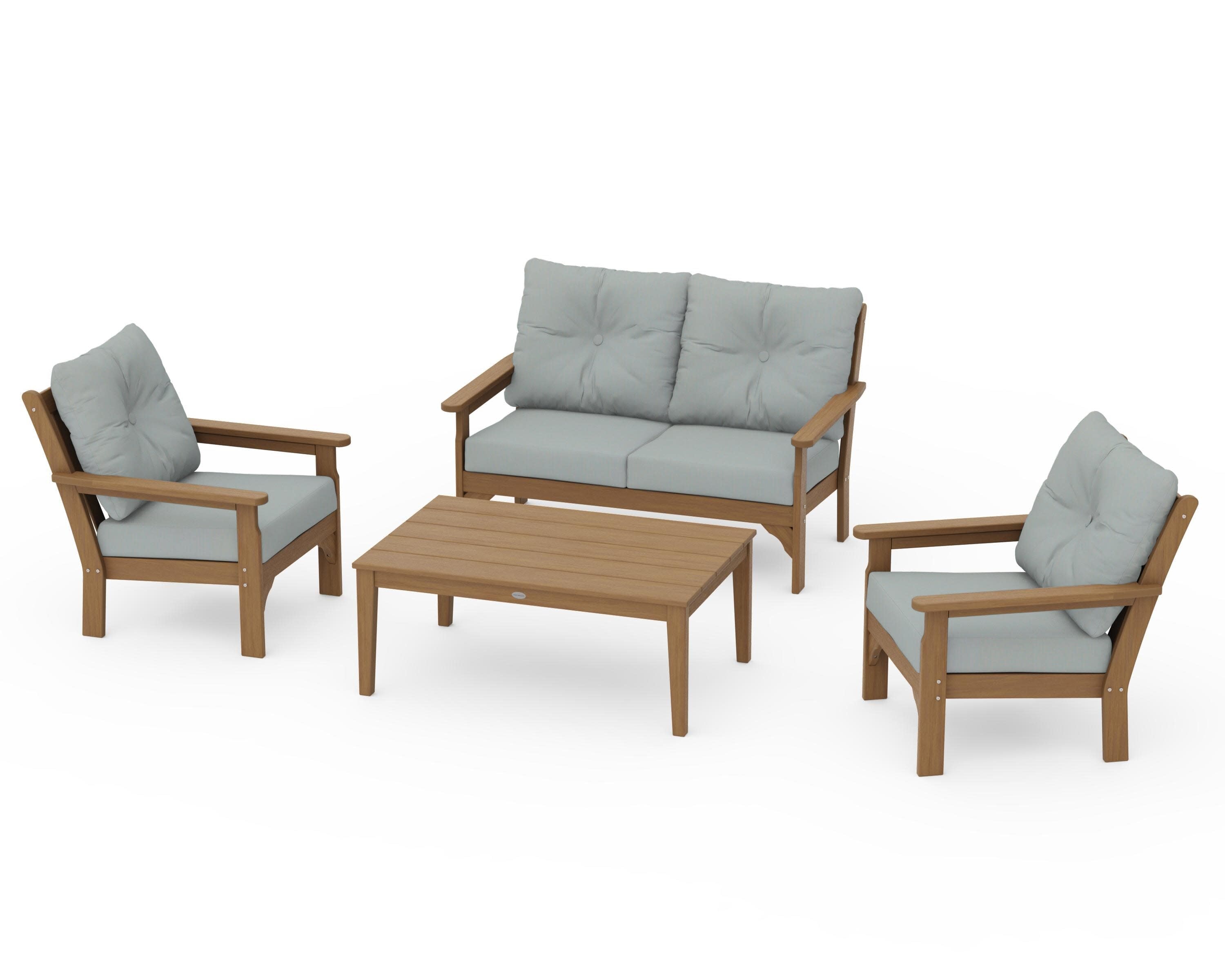 Vineyard 4-Piece Deep Seating Set in Natural / Spa