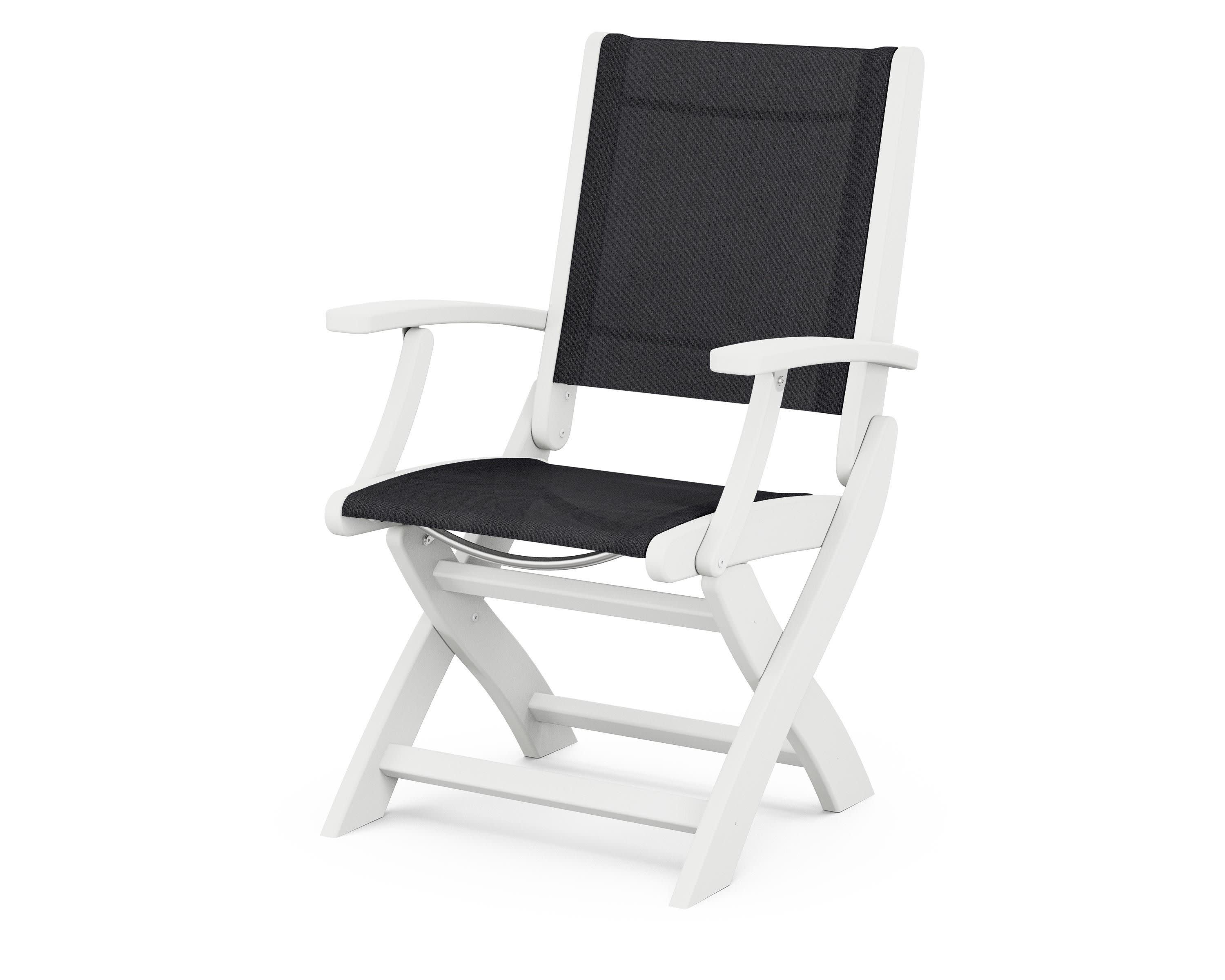 Coastal Folding Chair in White / Black Sling