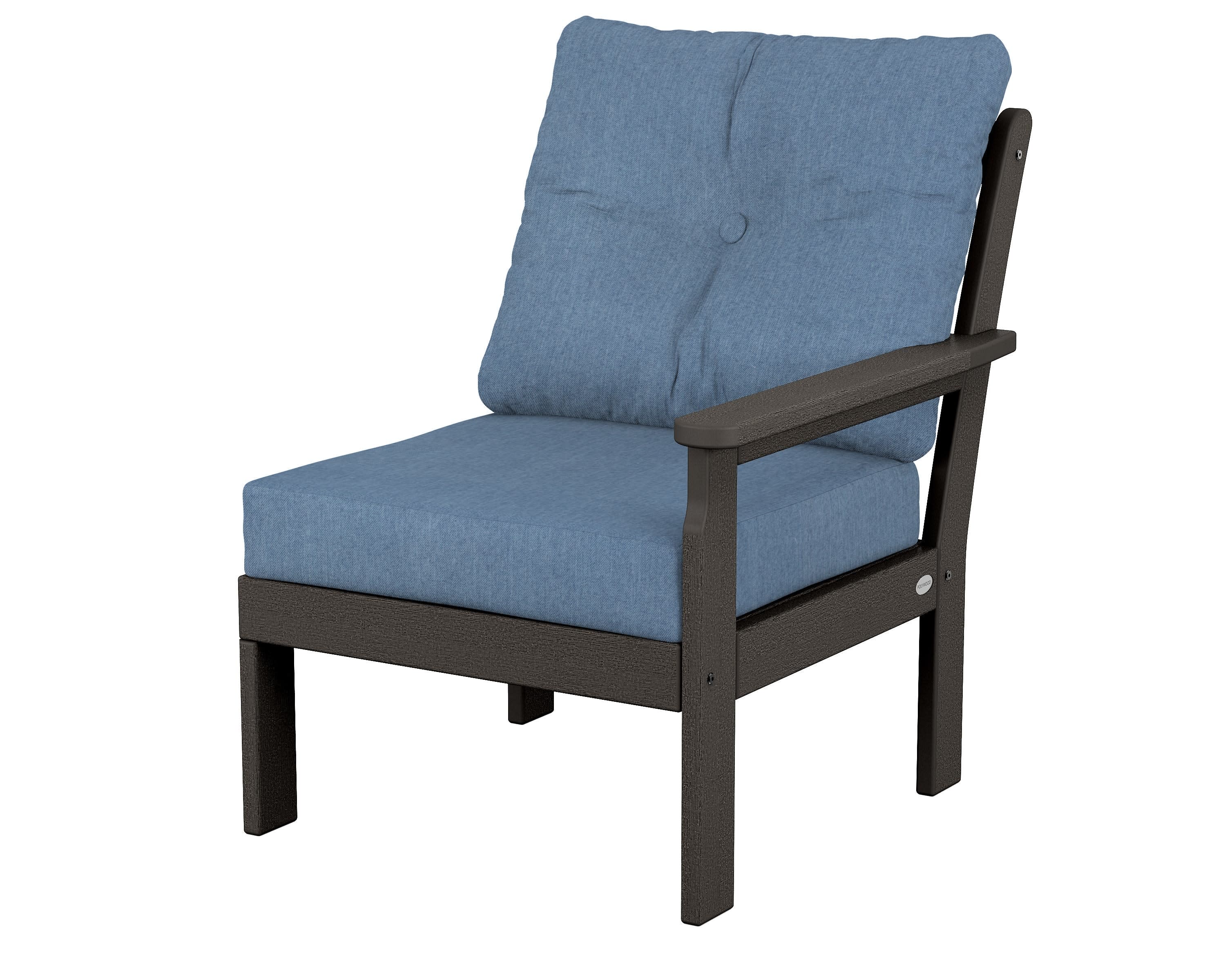 Vineyard Modular Right Arm Chair in Vintage Coffee / Sky Blue