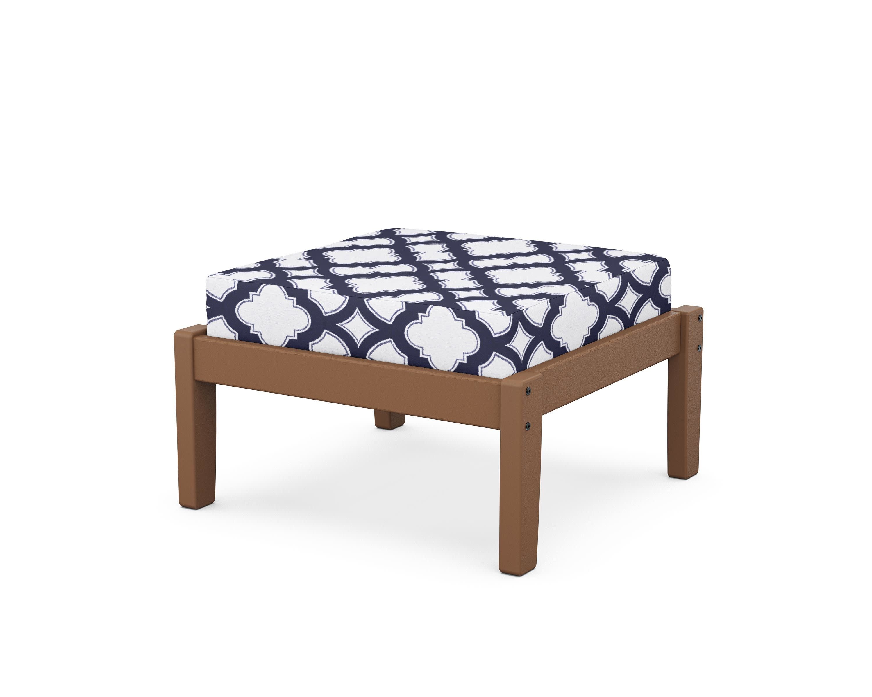 Deep Seating Ottoman in Teak / Trellis Navy