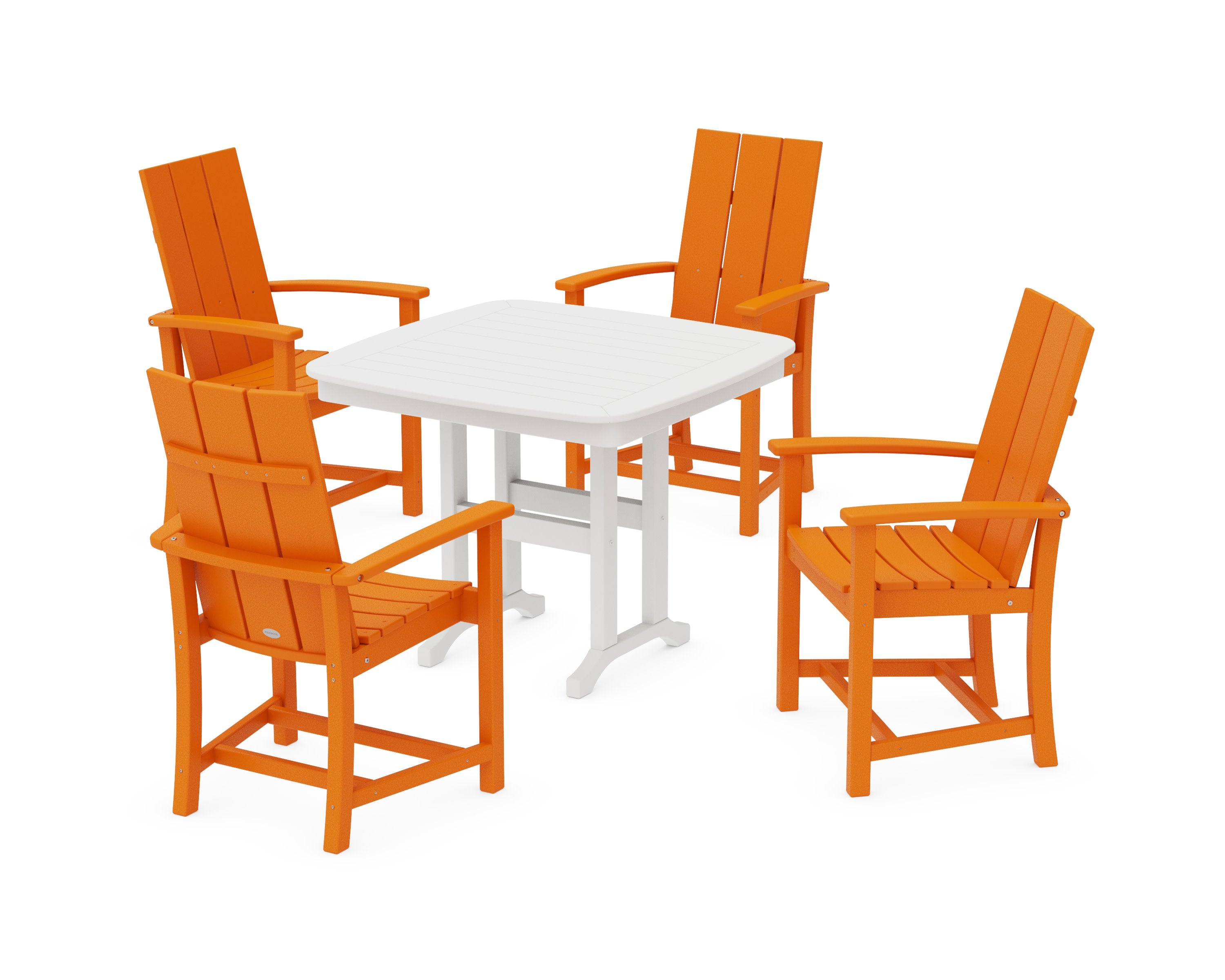 Modern Adirondack 5-Piece Dining Set in Tangerine / White
