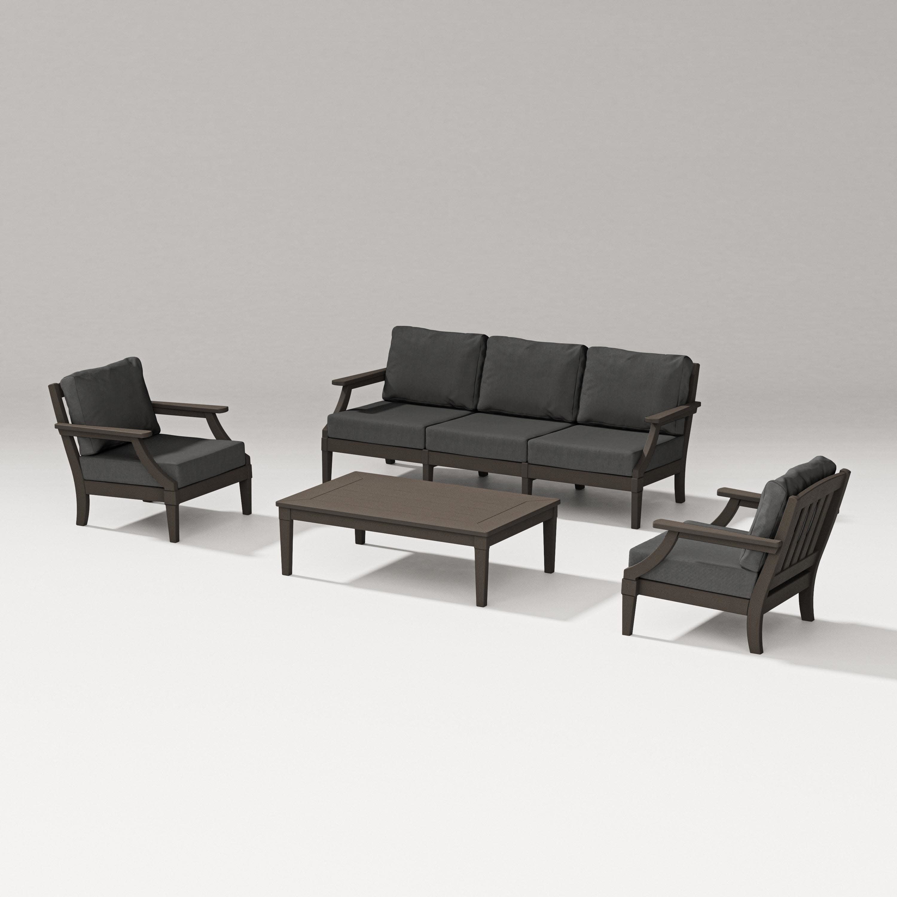 Estate 4-Piece Lounge Sofa Set in Vintage Coffee / Spectrum Carbon