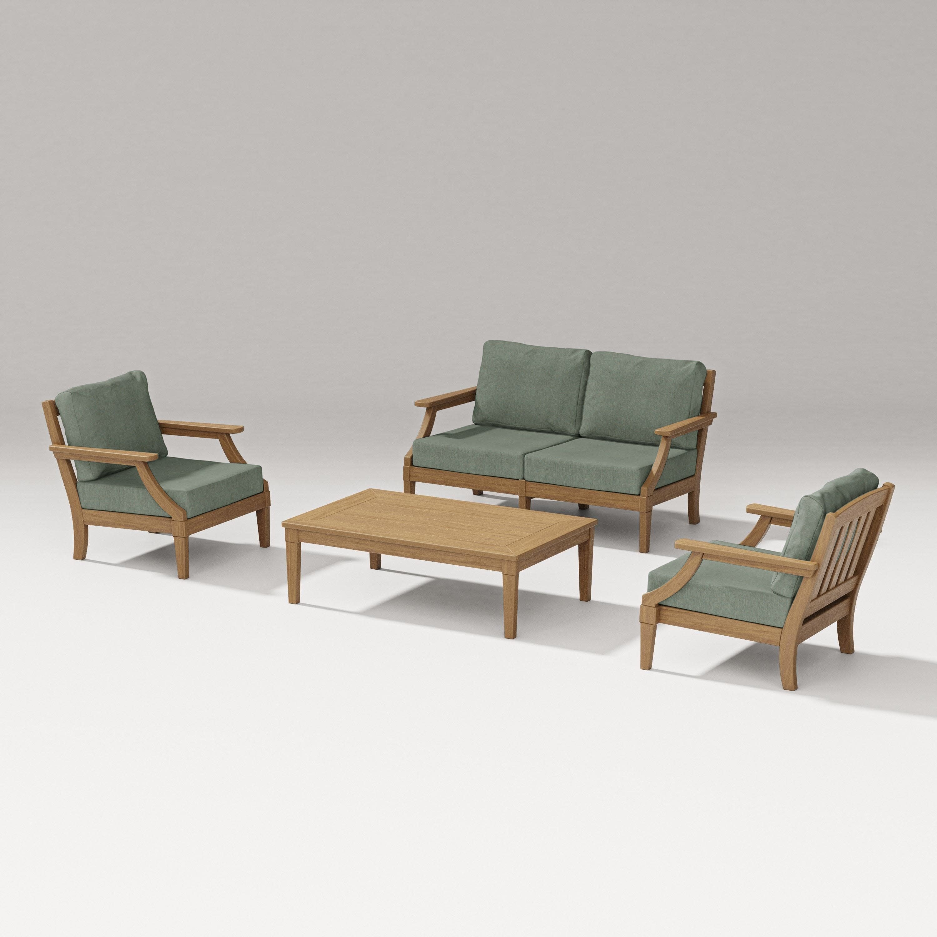 Estate Lounge 4-Piece Loveseat Set in Natural / Cast Sage