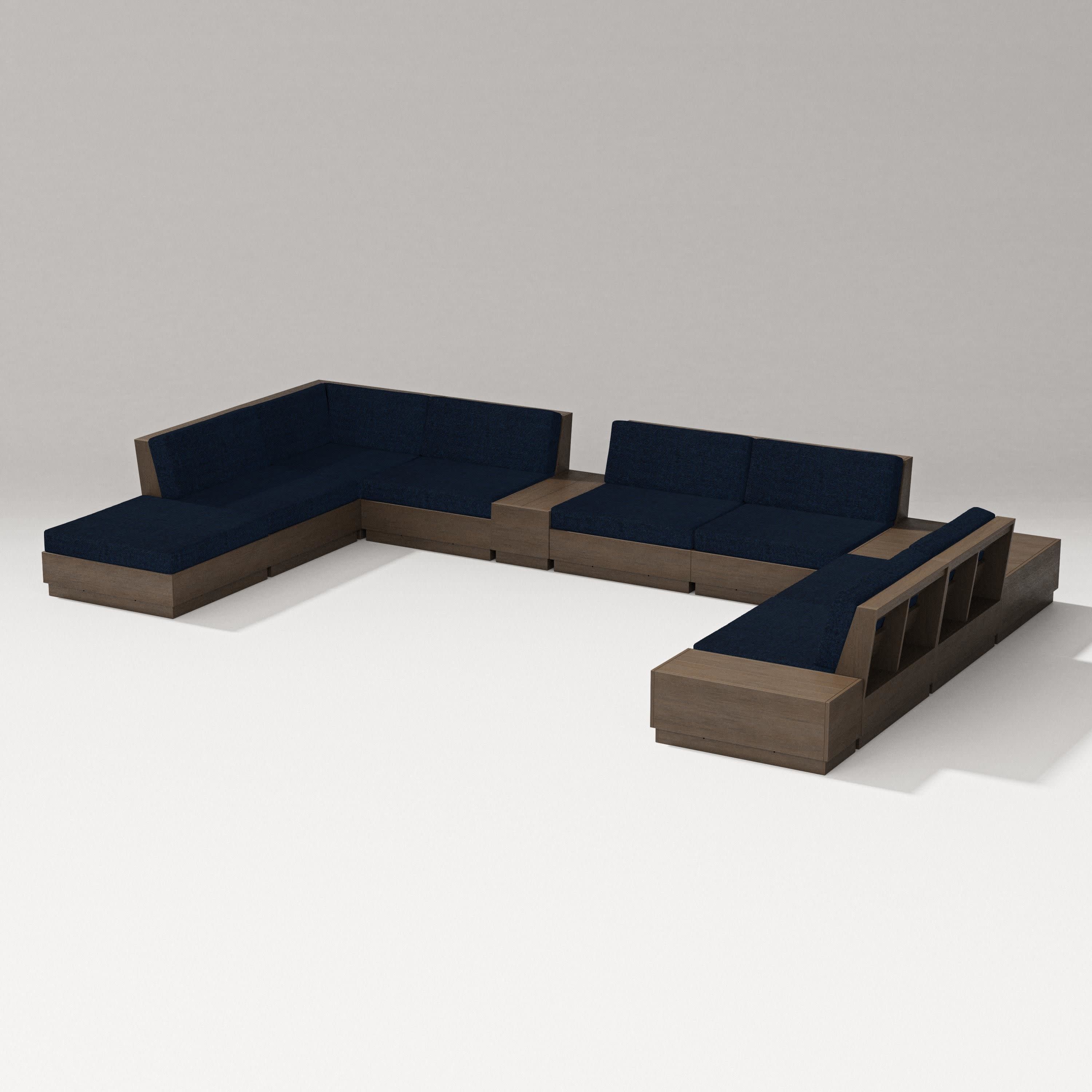 Elevate 11-Piece Conversation Sectional Set in Kona / Marine Indigo