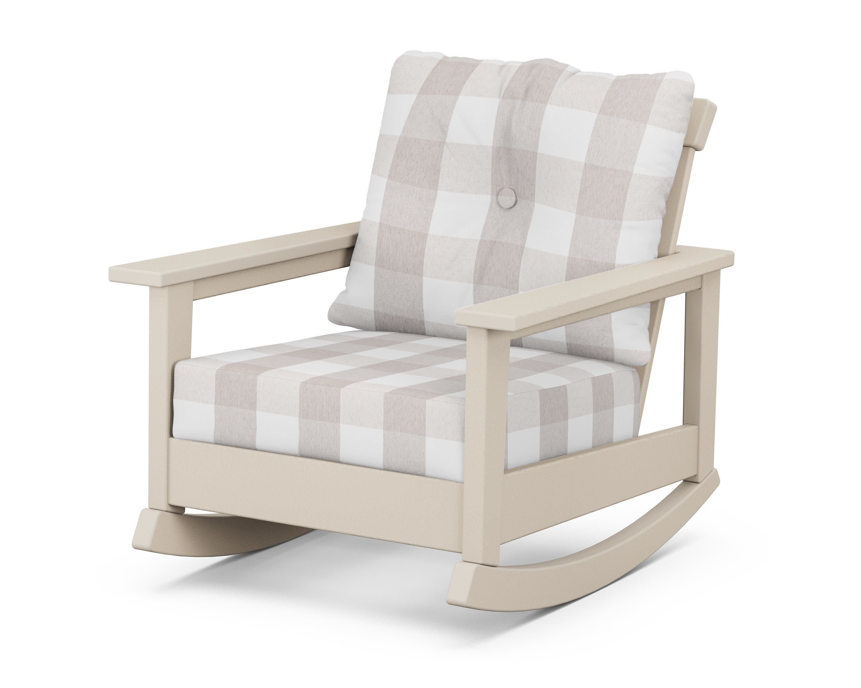 Prescott Deep Seating Rocking Chair in Sand / Buffalo Plaid Dune Burlap