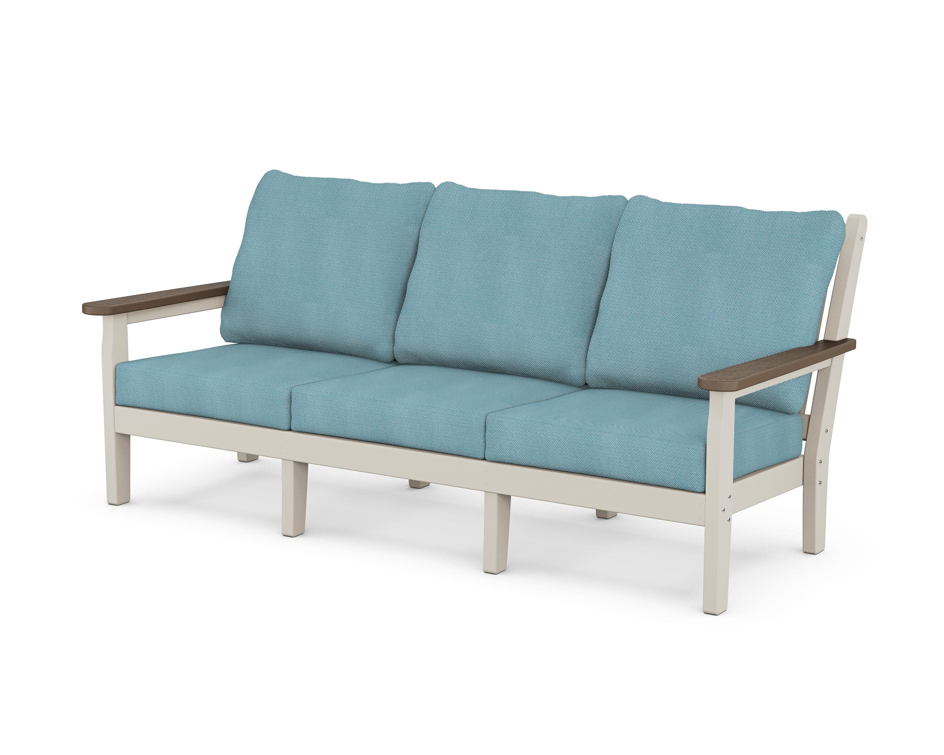 Chippendale Deep Seating Sofa in Sand / Kona / Lattice Sky Blue