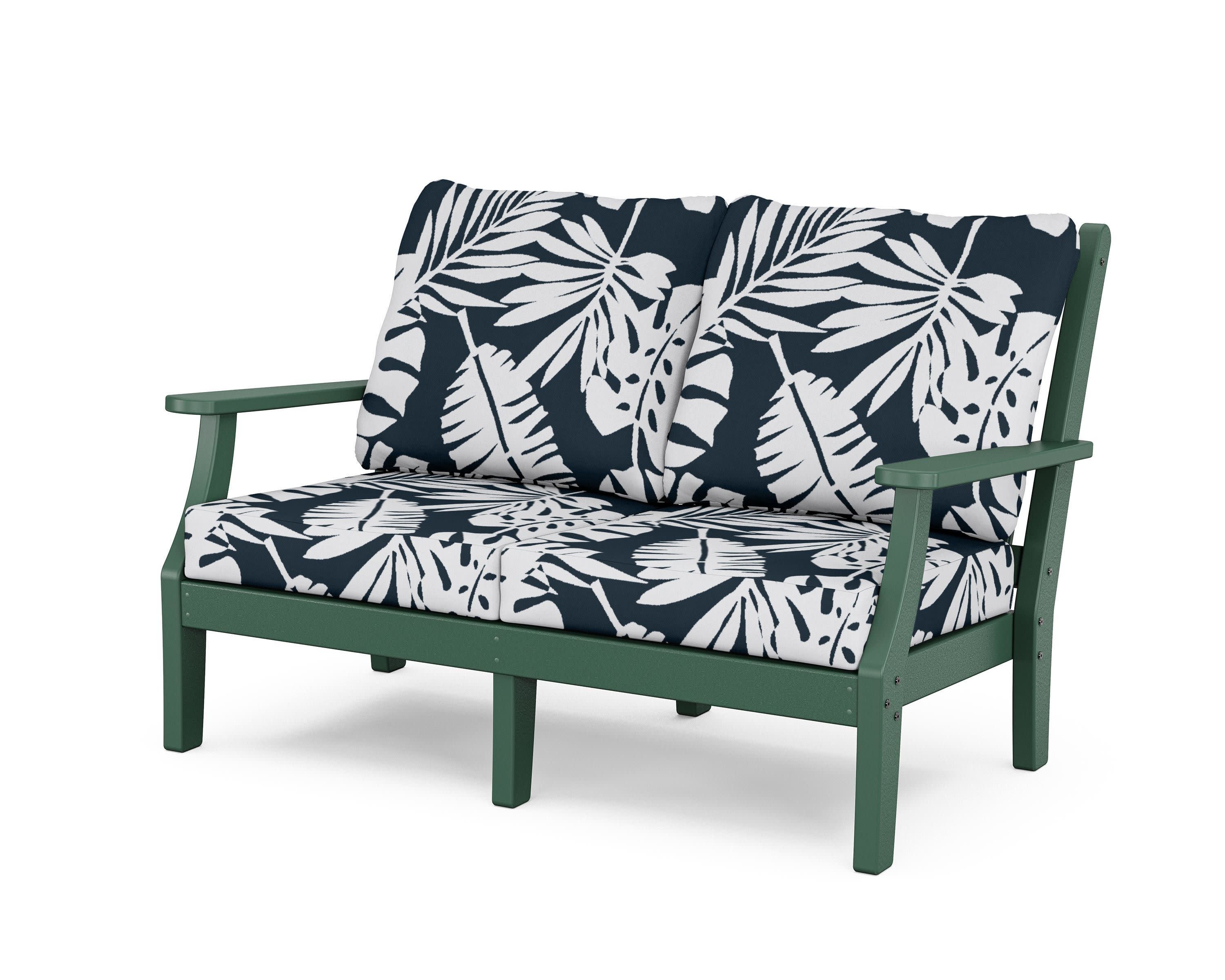 Wovendale Deep Seating Loveseat in Green / Leaf Marine Indigo