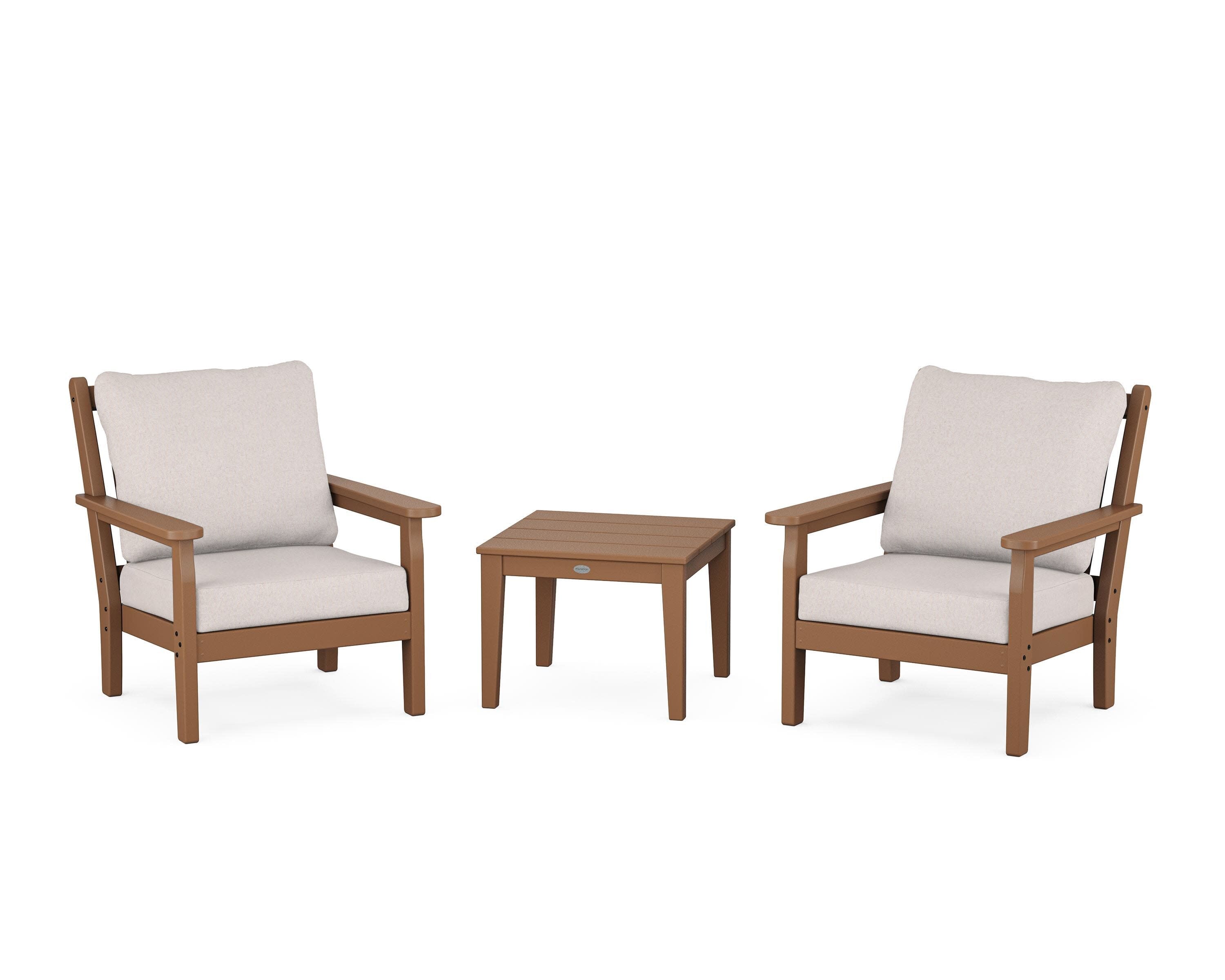 Chippendale 3-Piece Deep Seating Set in Teak / Dune Burlap