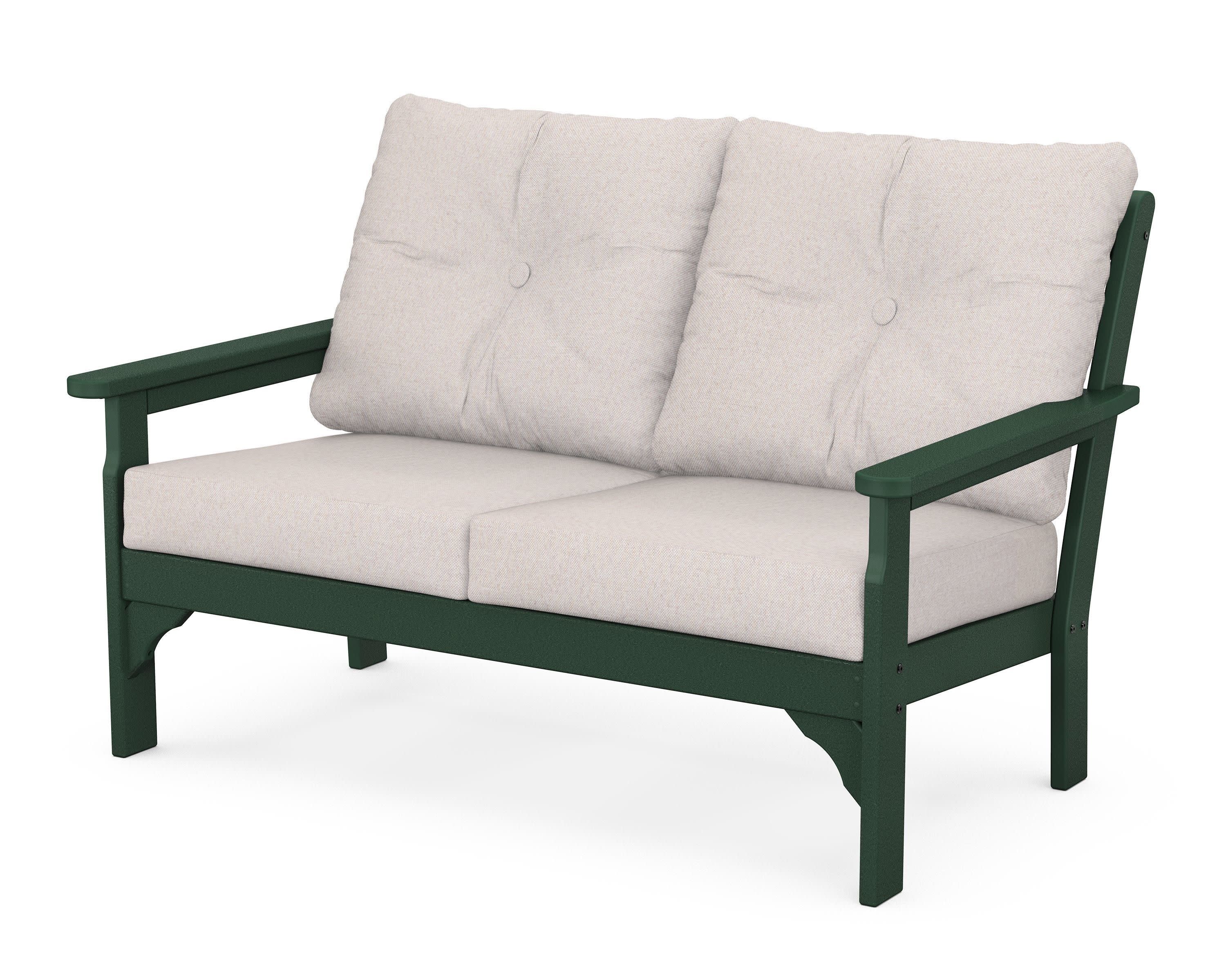 Vineyard Deep Seating Loveseat in Green / Dune Burlap