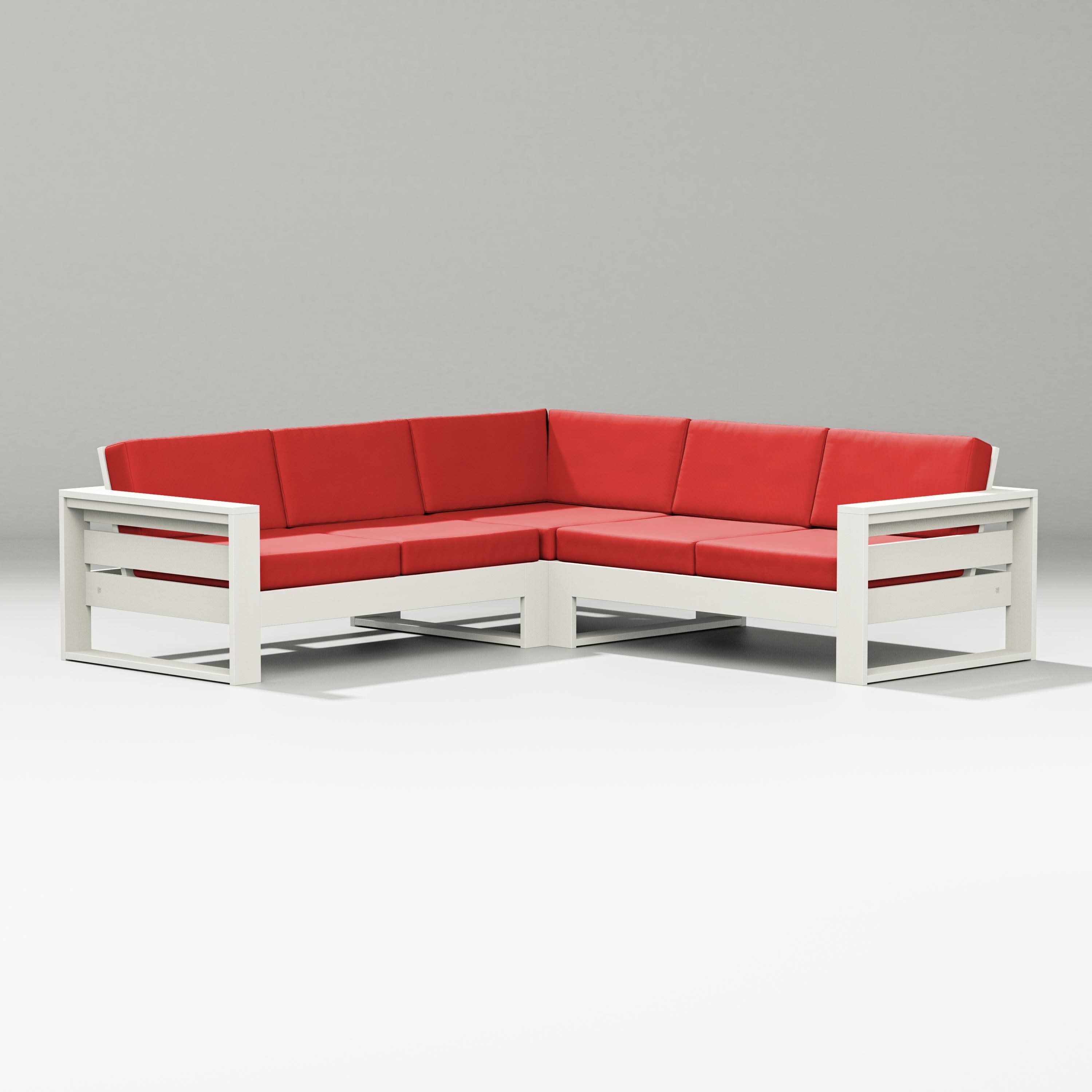 Latitude Corner Sectional in Vintage White / Crimson Linen