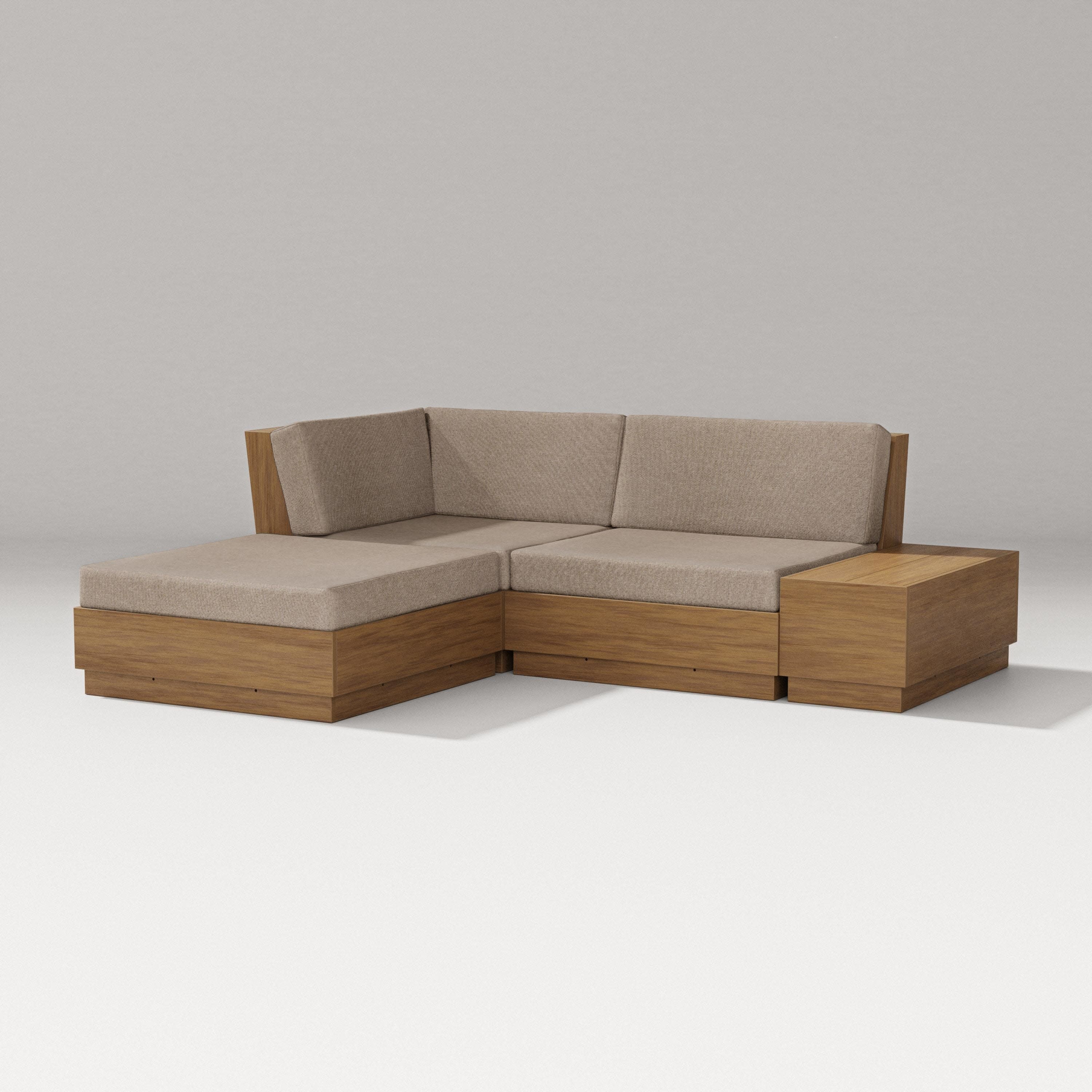 Elevate Loveseat Sectional with Chaise in Natural / Spiced Burlap