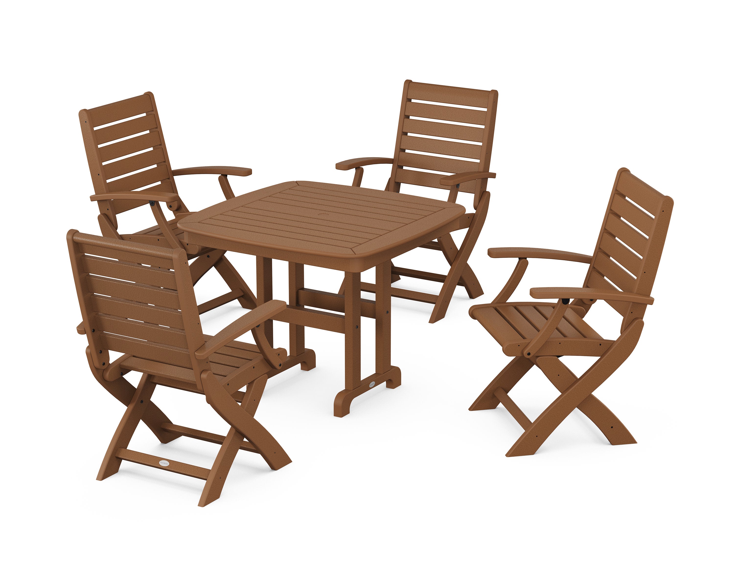 Signature Folding Chair 5-Piece Dining Set in Teak