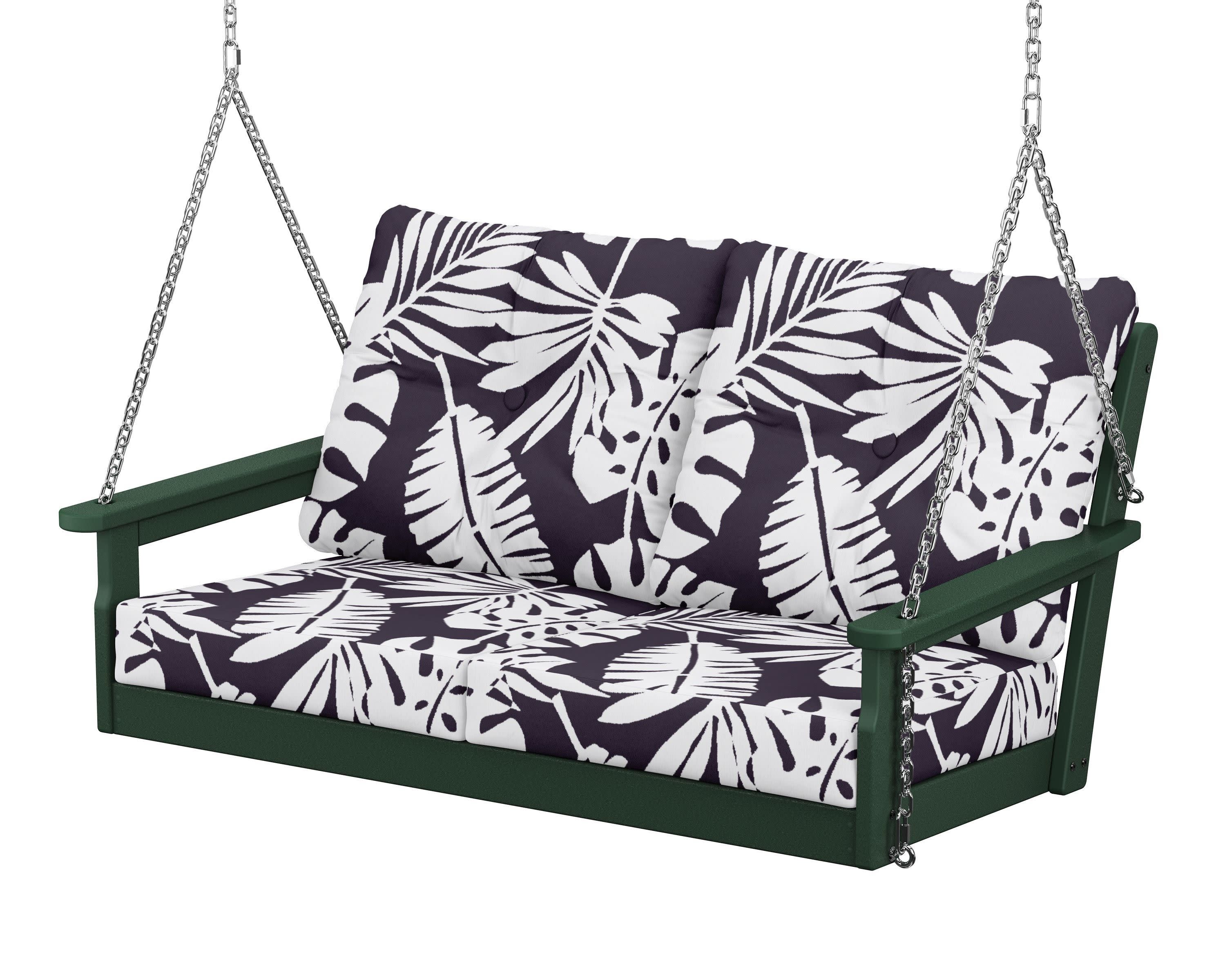 Vineyard Deep Seating Swing in Green / Leaf Navy