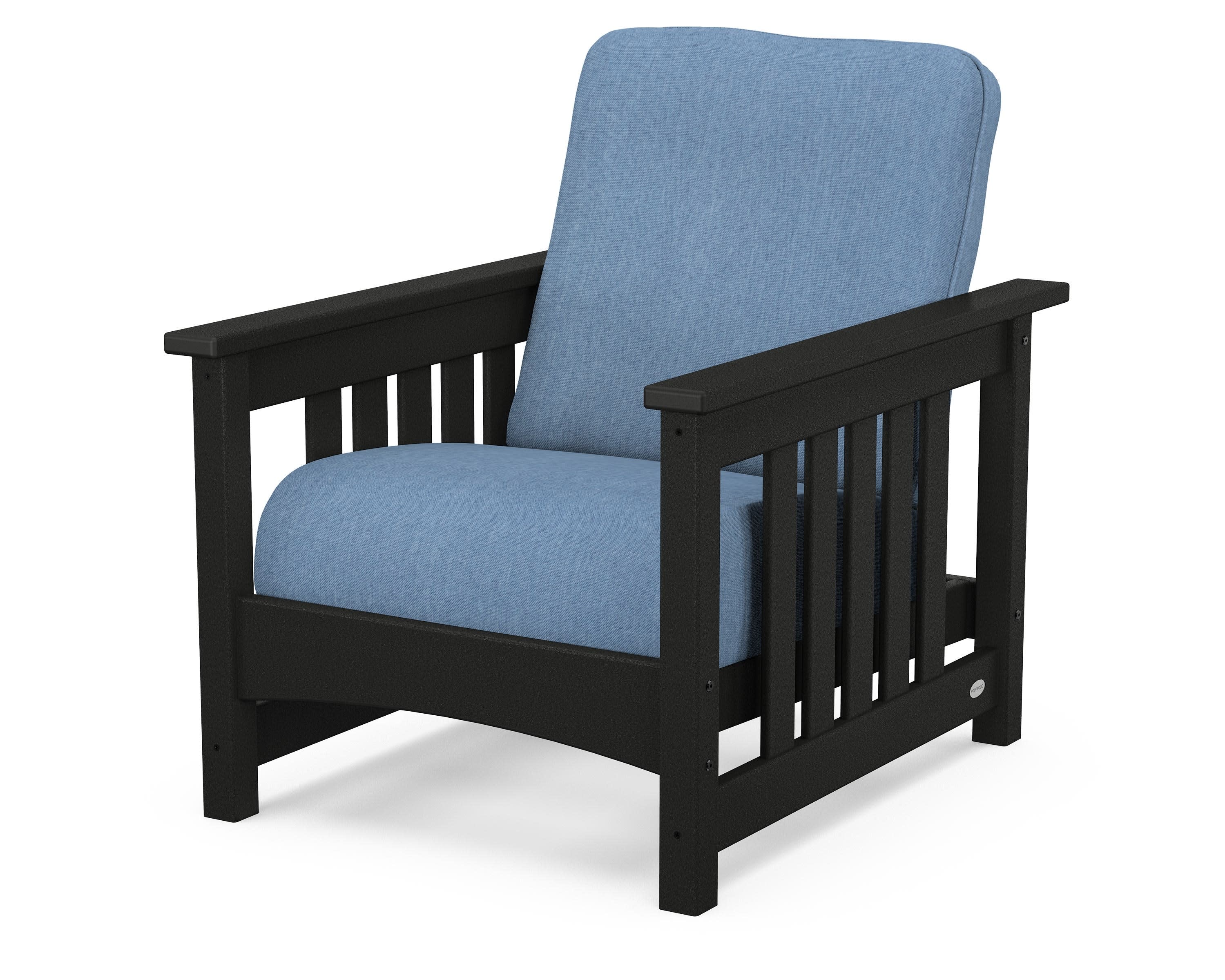 Club Mission Chair in Black / Sky Blue