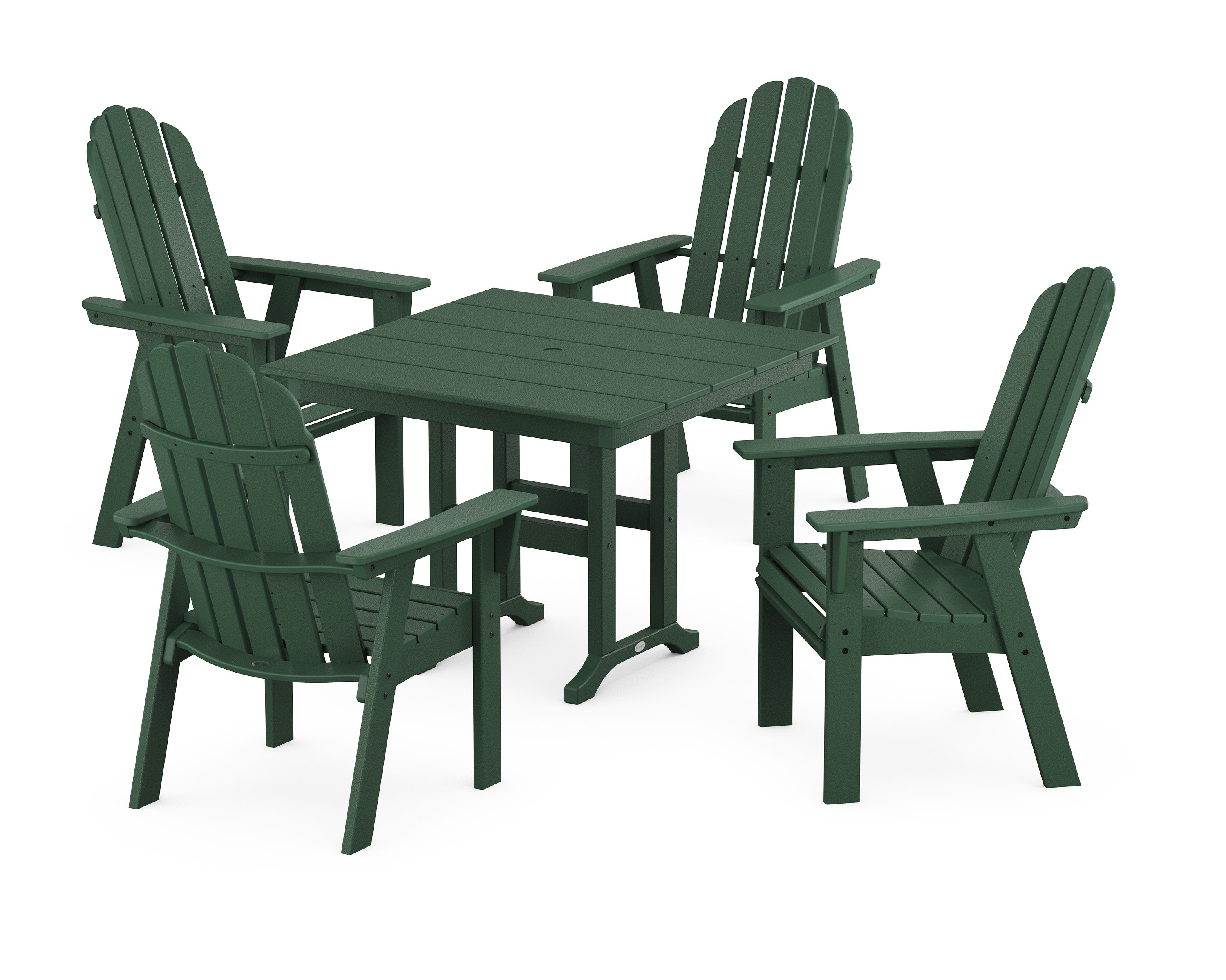 Vineyard Curveback Adirondack 5-Piece Farmhouse Dining Set in Green