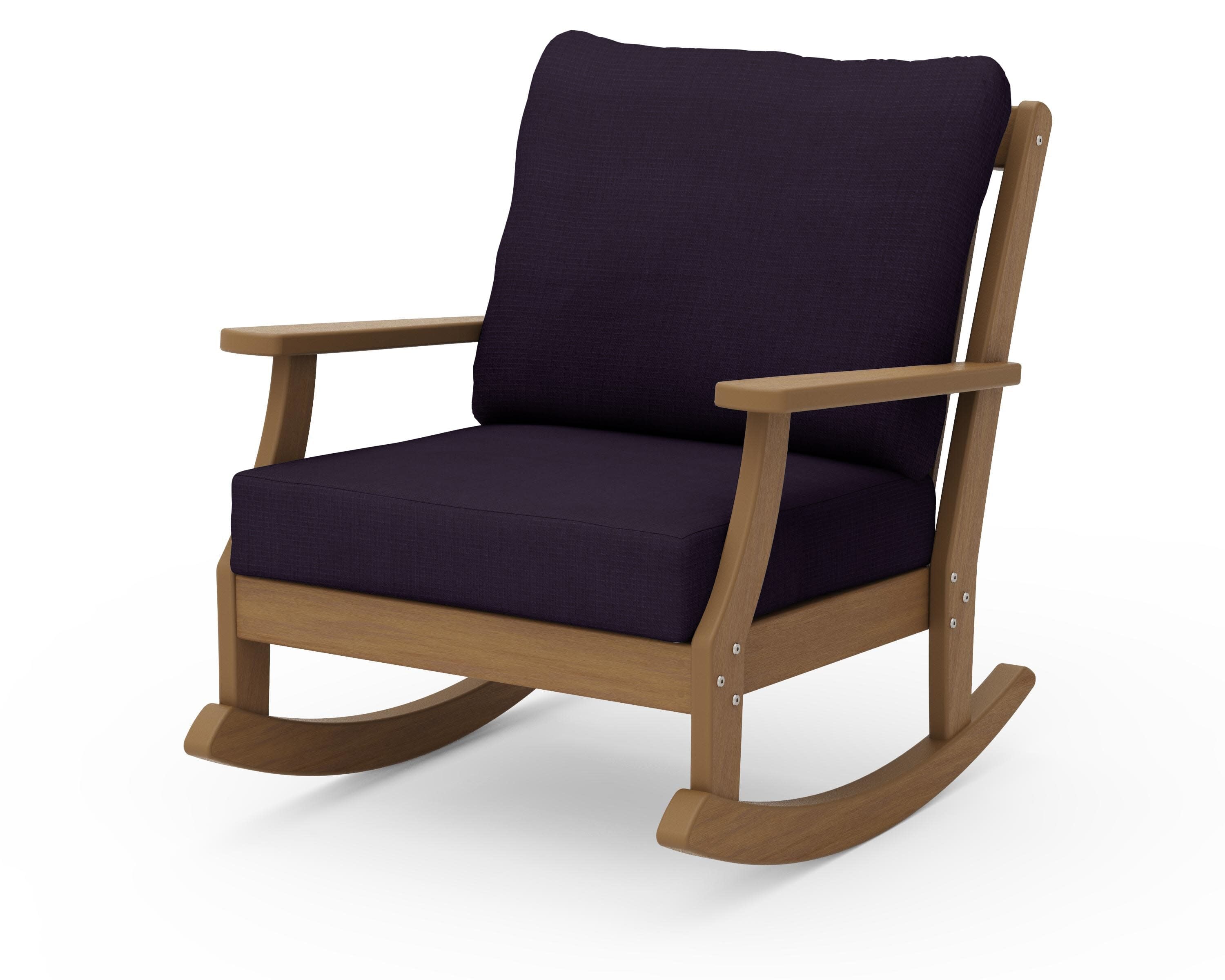 Braxton Deep Seating Rocking Chair in Natural / Navy Linen