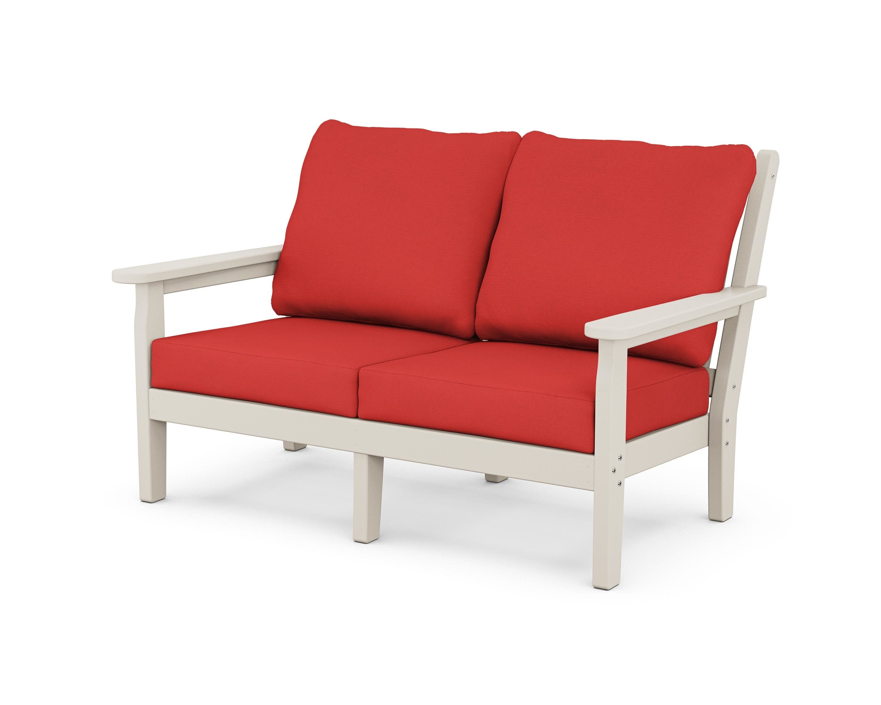 Chippendale Deep Seating Loveseat in Sand / Crimson Linen
