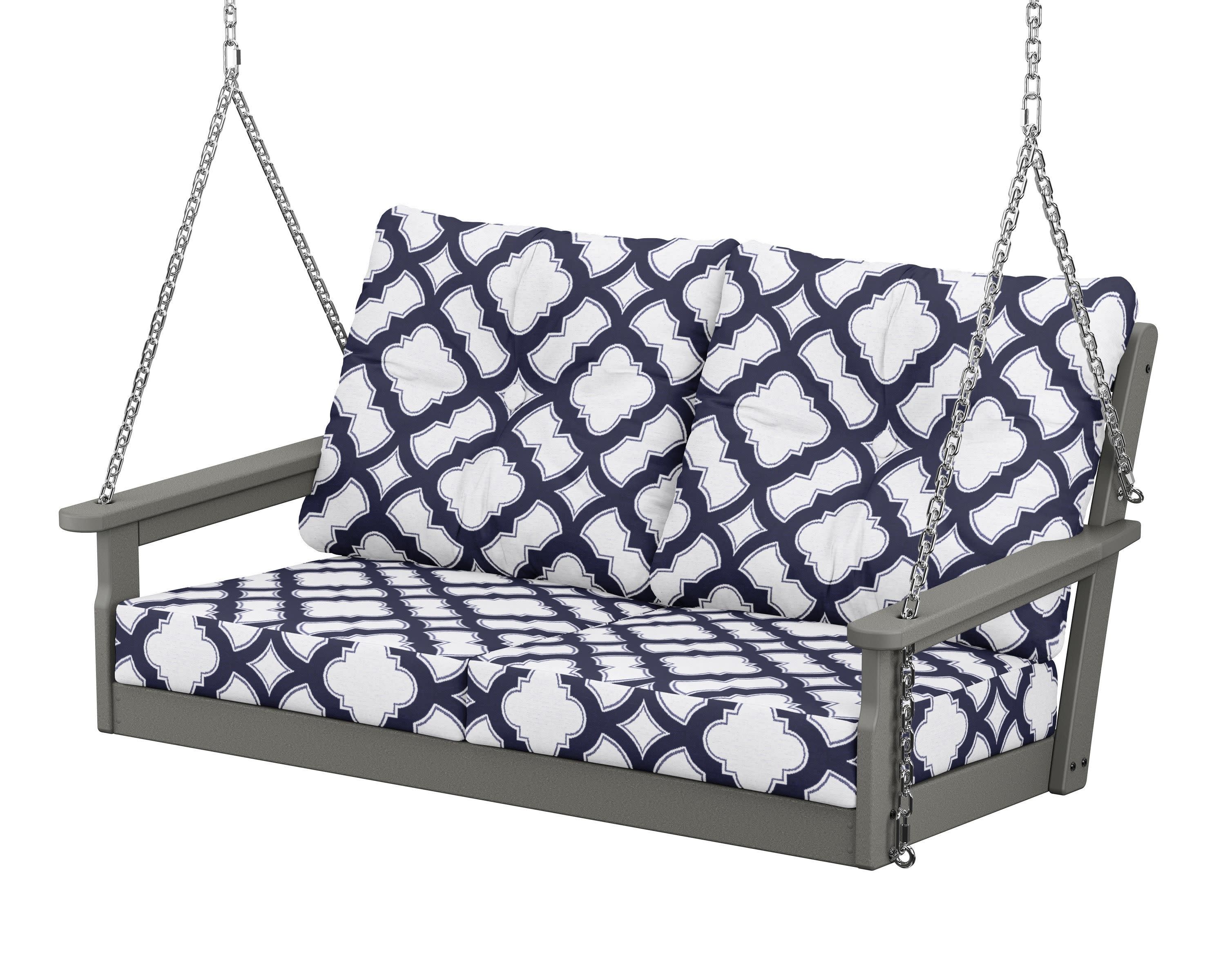 Vineyard Deep Seating Swing in Slate Grey / Trellis Navy