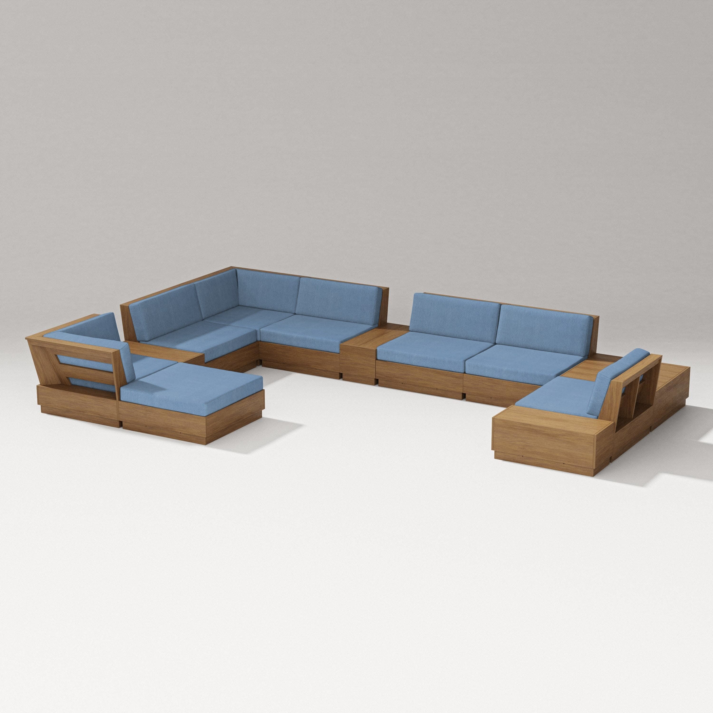 Elevate 12-Piece Conversation Sectional Set in Natural / Sky Blue