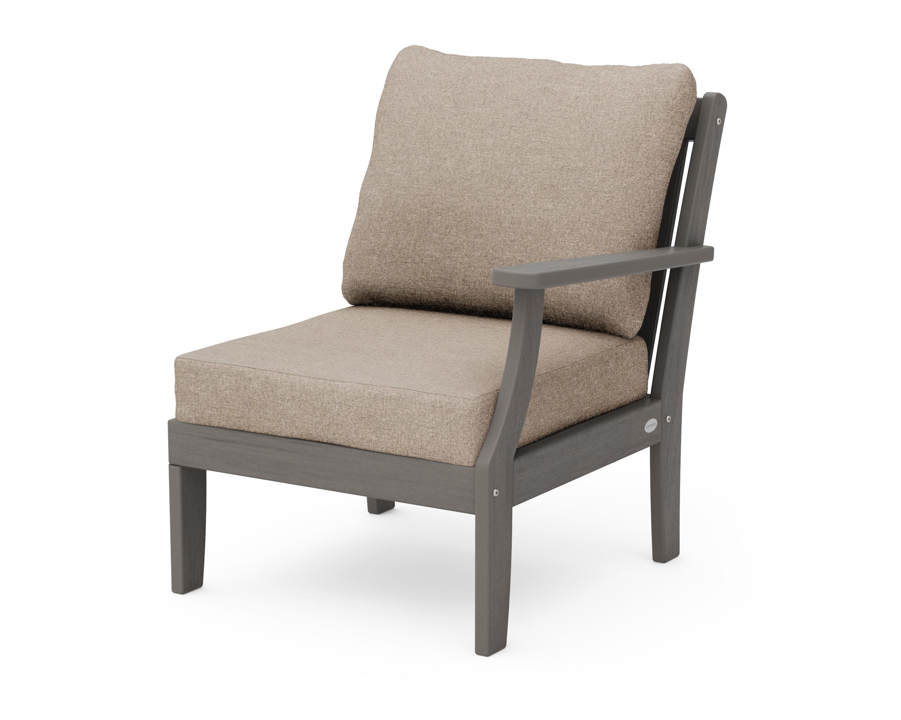 Braxton Modular Right Arm Chair in Driftwood / Spiced Burlap