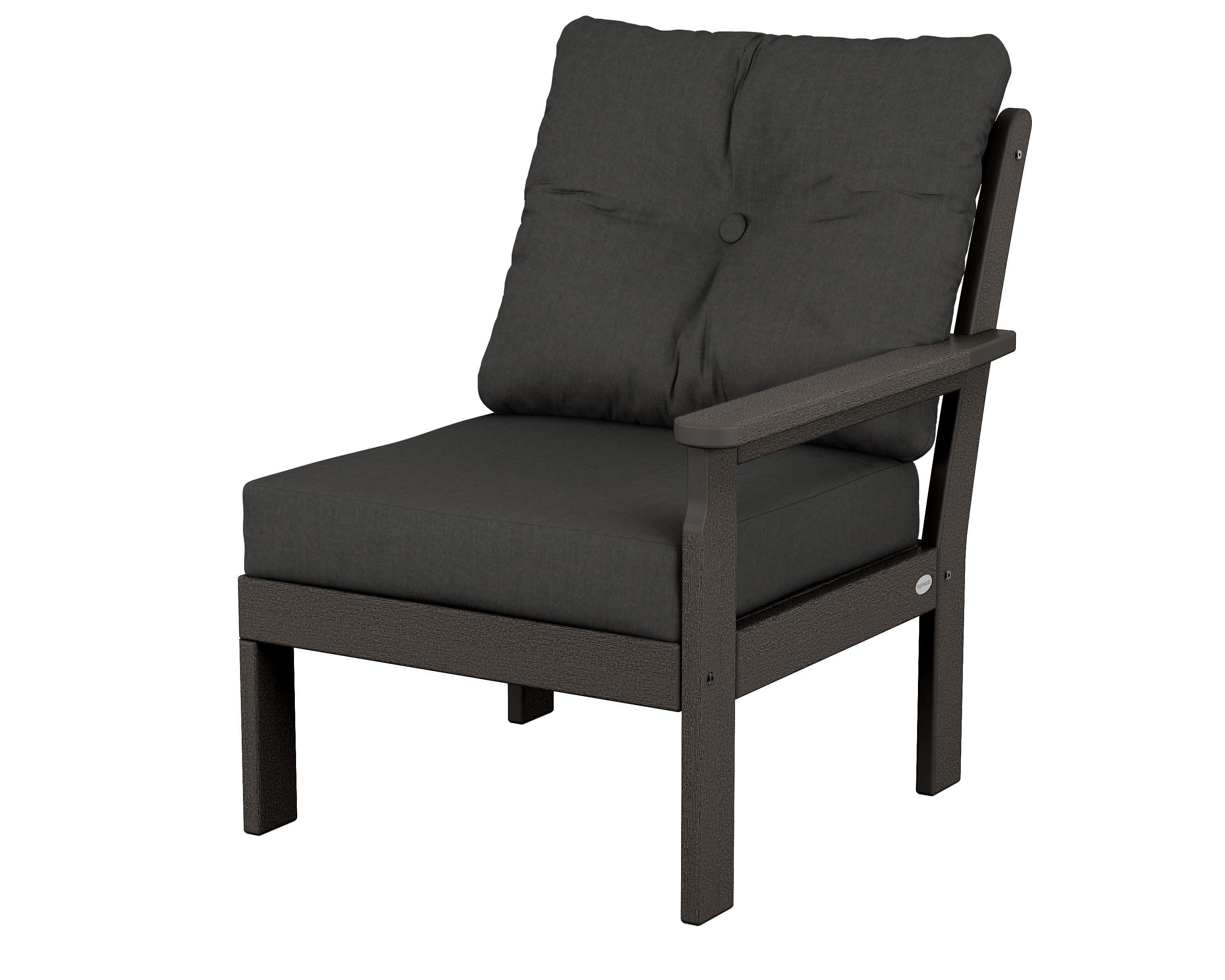 Vineyard Modular Right Arm Chair in Vintage Coffee / Spectrum Carbon