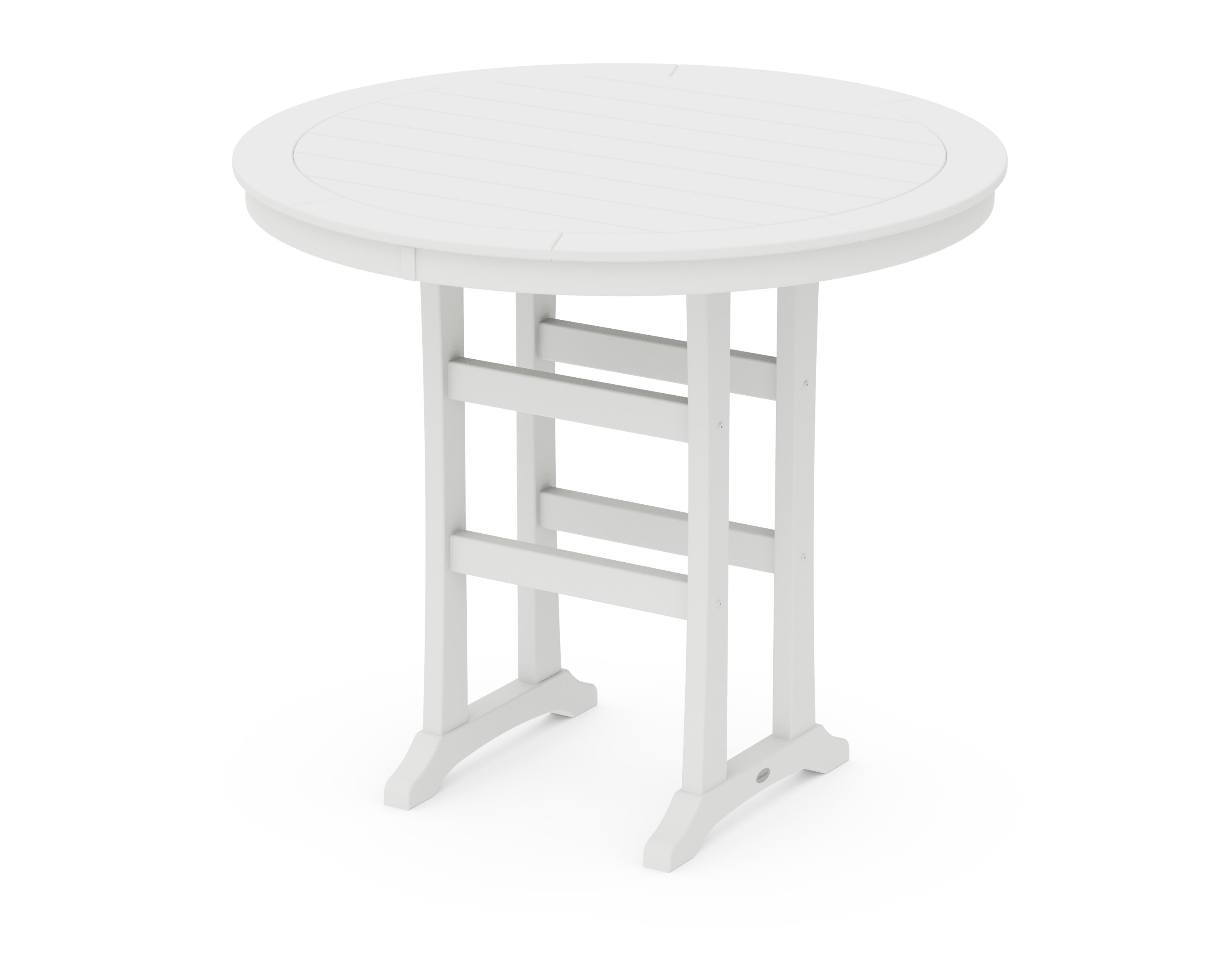 Nautical Trestle 48" Round Bar Table in White