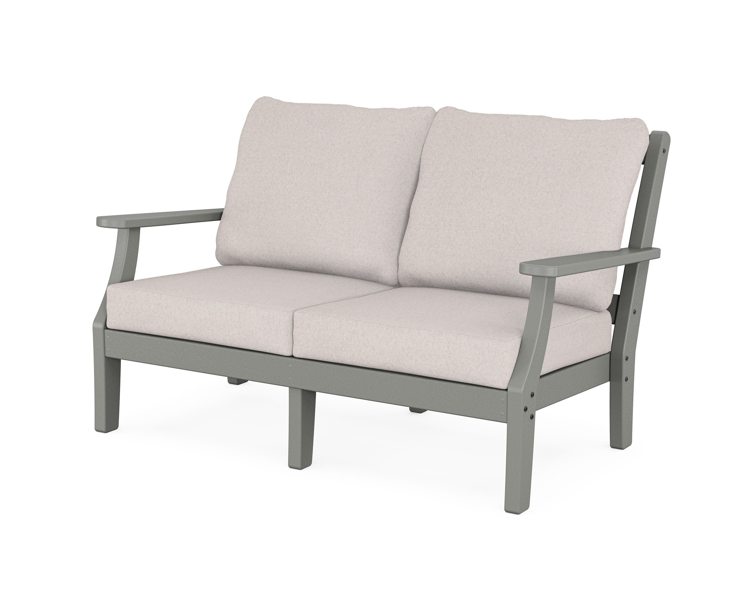 Chinoiserie Deep Seating Loveseat in Slate Grey / Dune Burlap