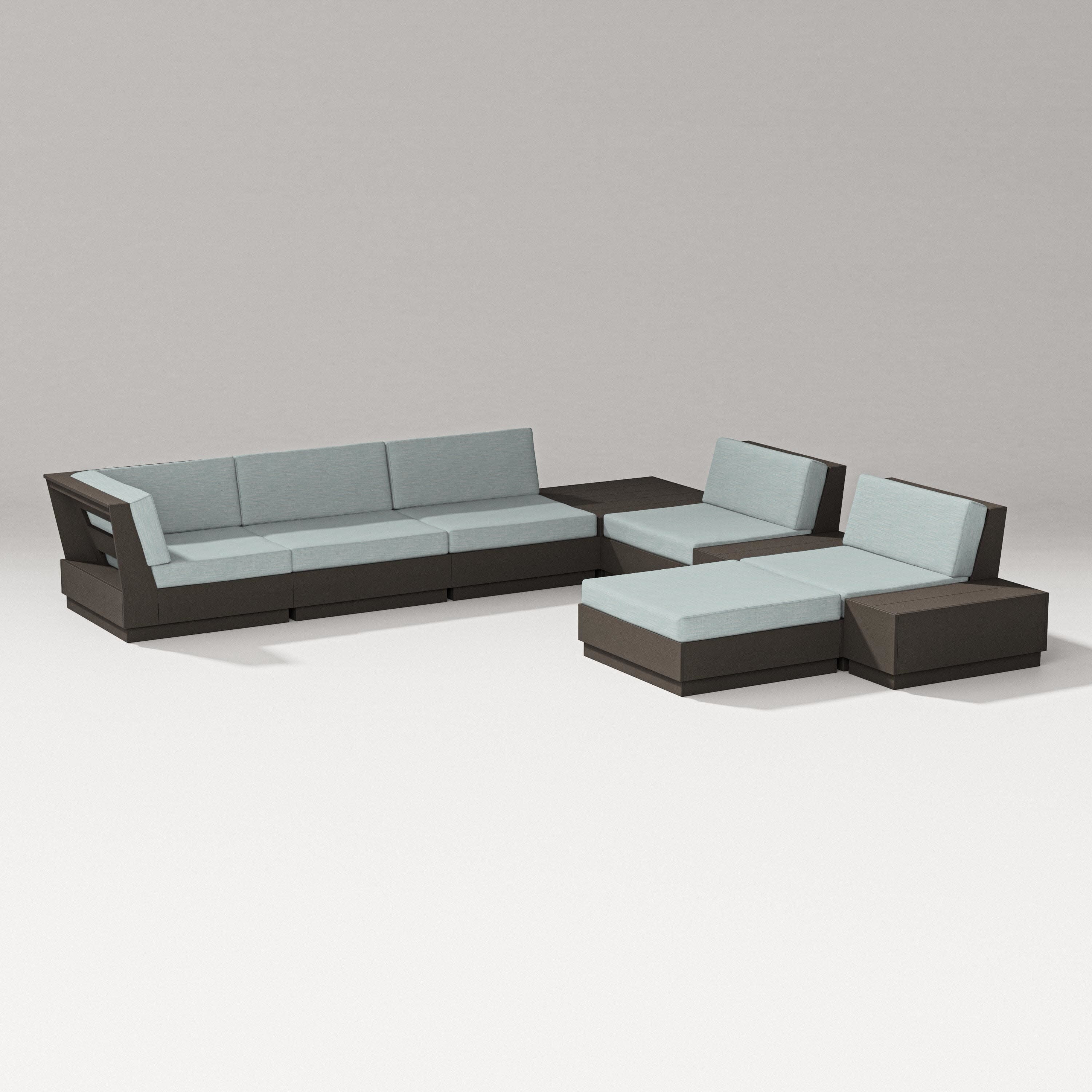 Elevate 9-Piece Conversation Sectional in Vintage Coffee / Soothe Mist