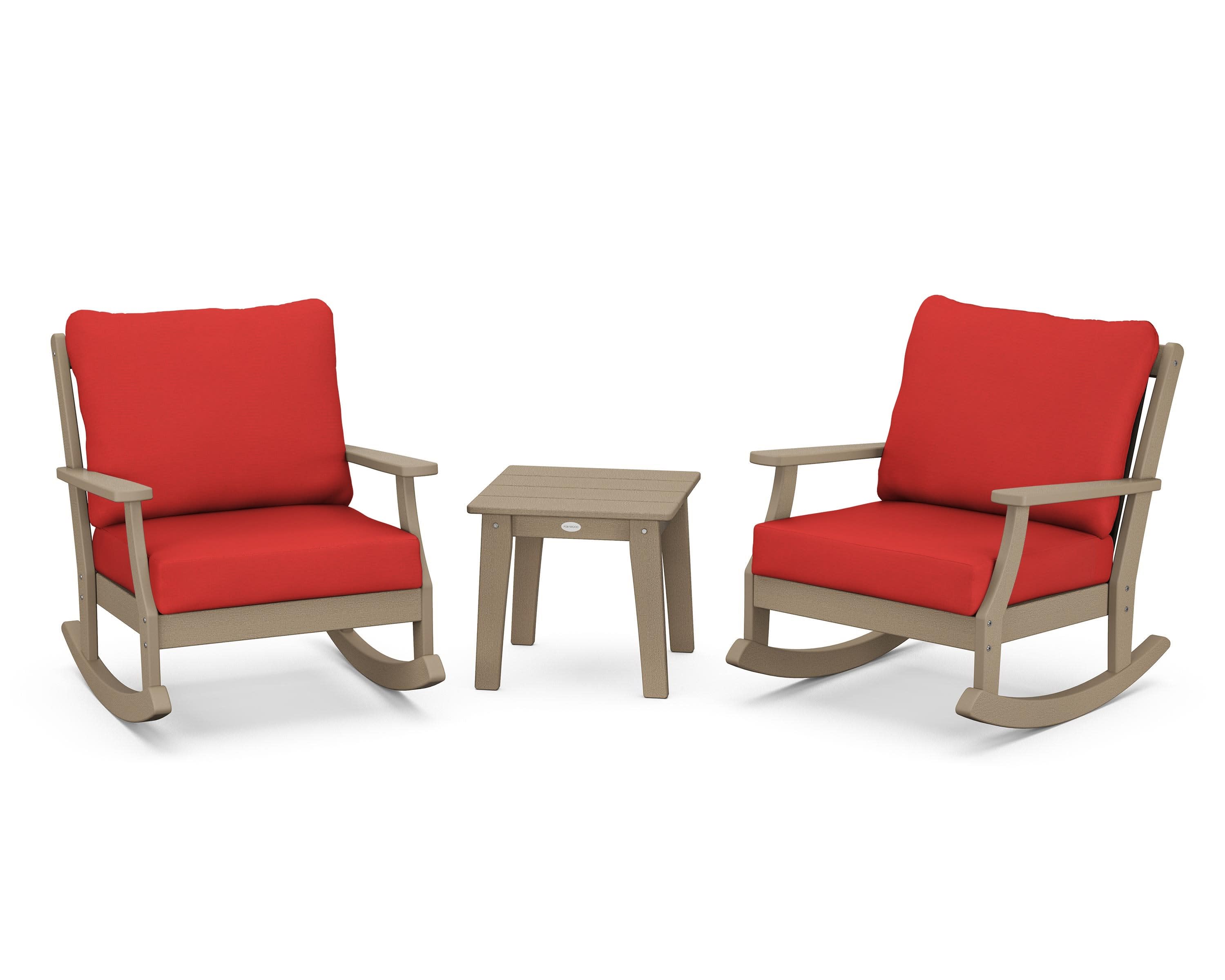 Braxton 3-Piece Deep Seating Rocker Set in Vintage Sahara / Crimson Linen