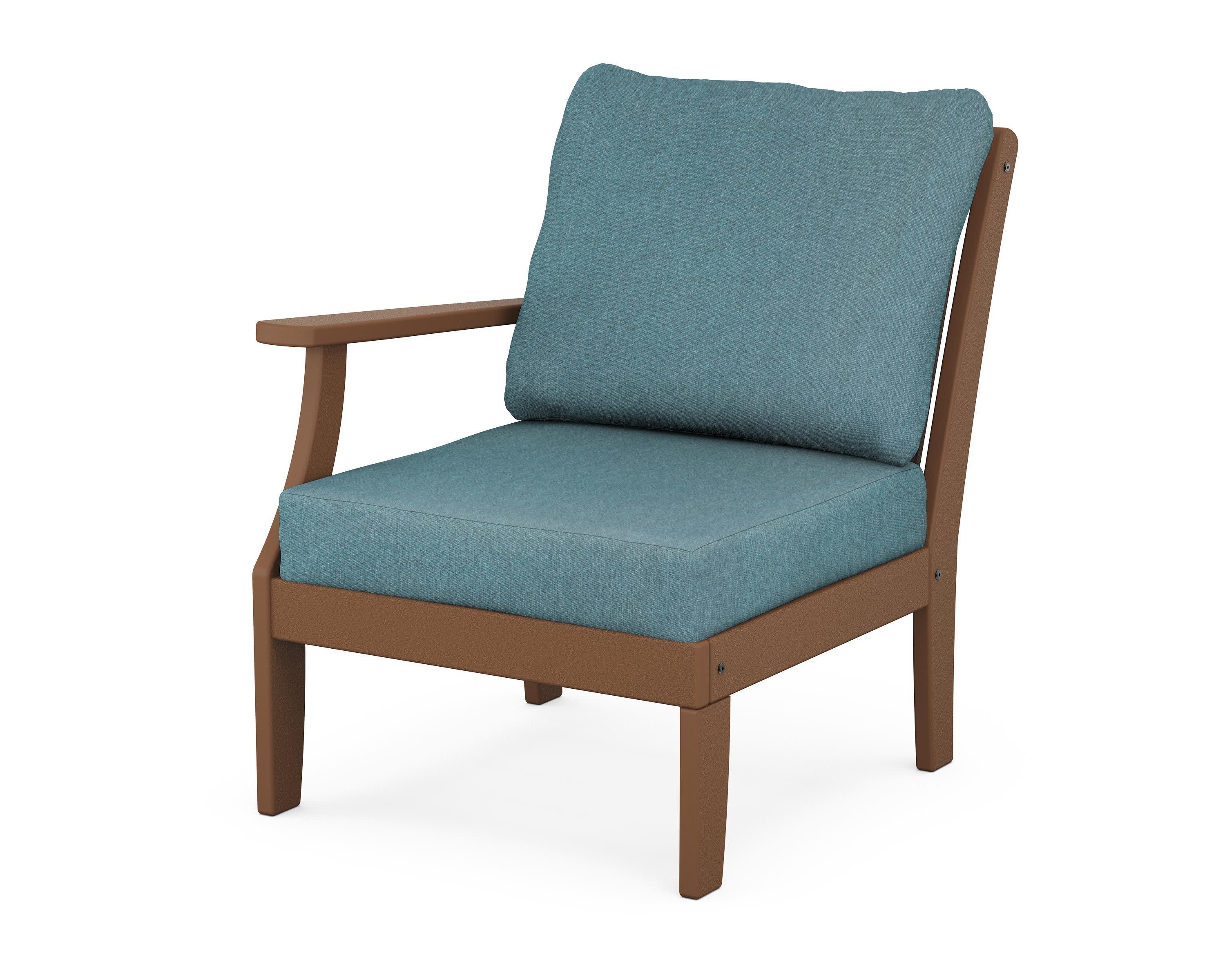 Braxton Modular Left Arm Chair in Teak / Ocean Teal