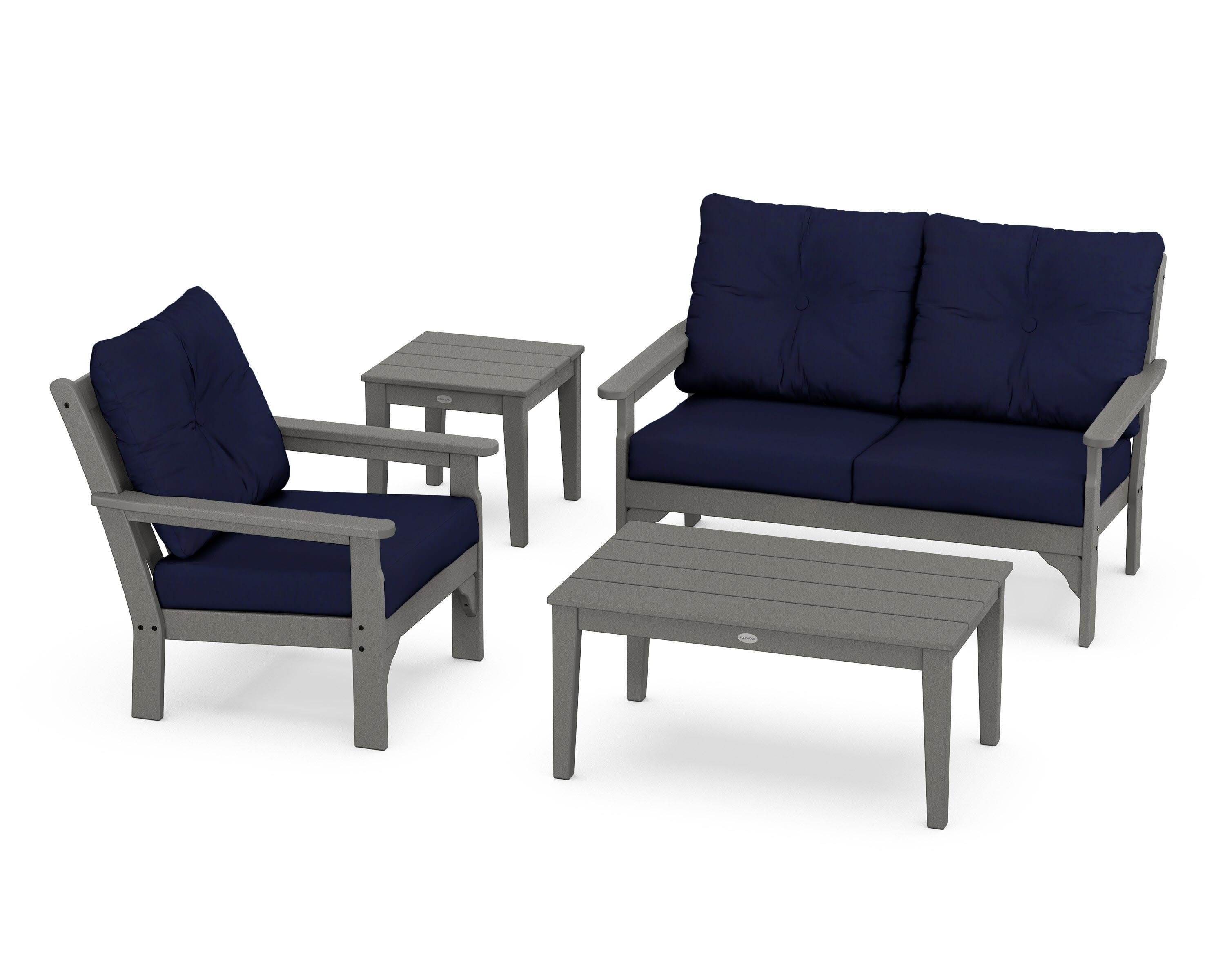 Vineyard 4-Piece Deep Seating Set in Slate Grey / Navy