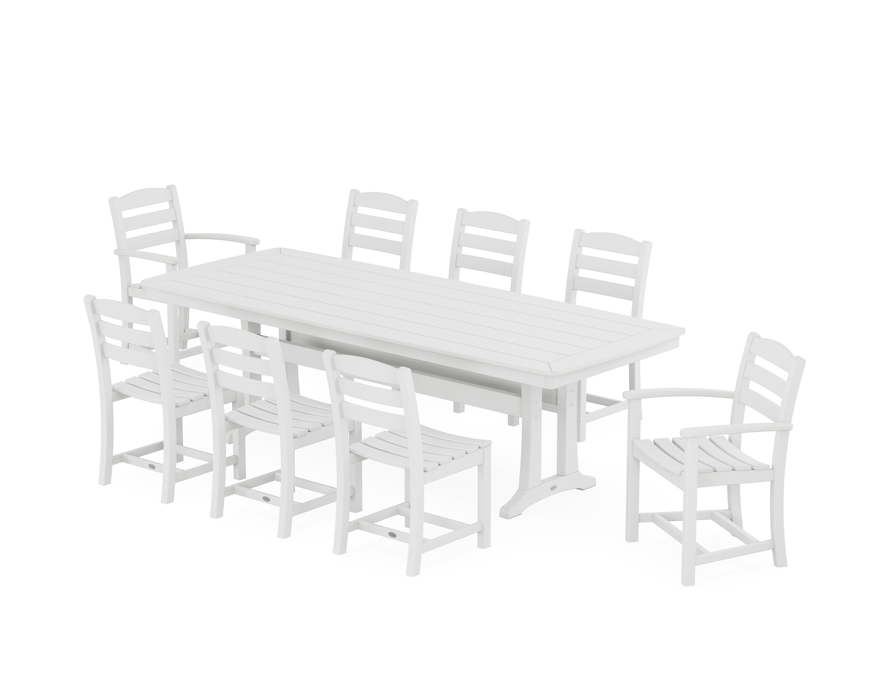La Casa Caf 9-Piece Dining Set with Trestle Legs in White