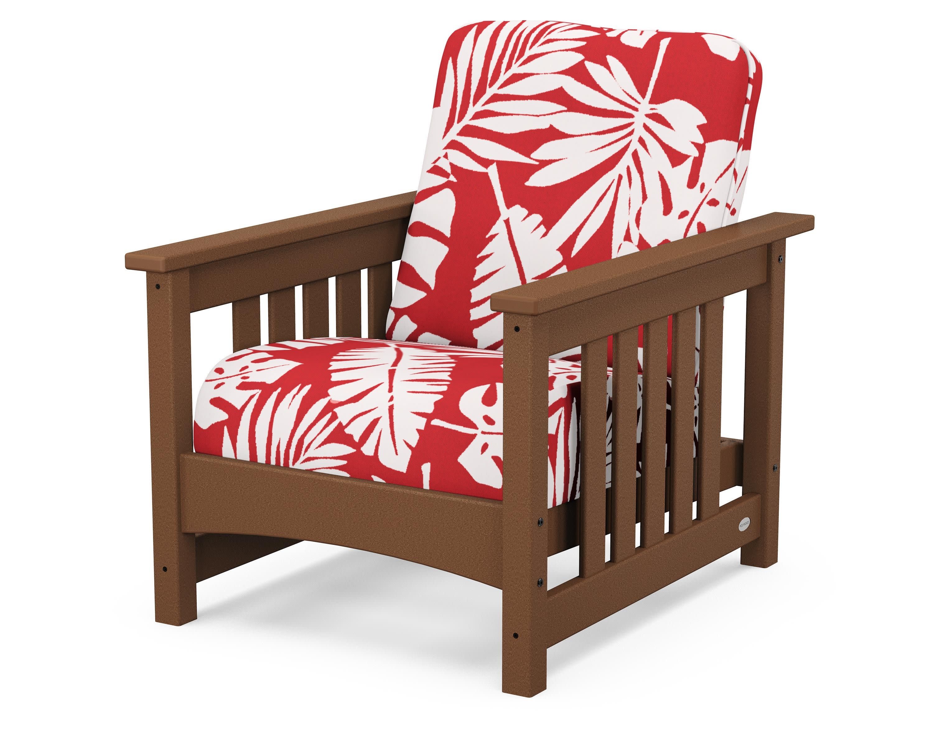 Club Mission Chair in Teak / Leaf Crimson