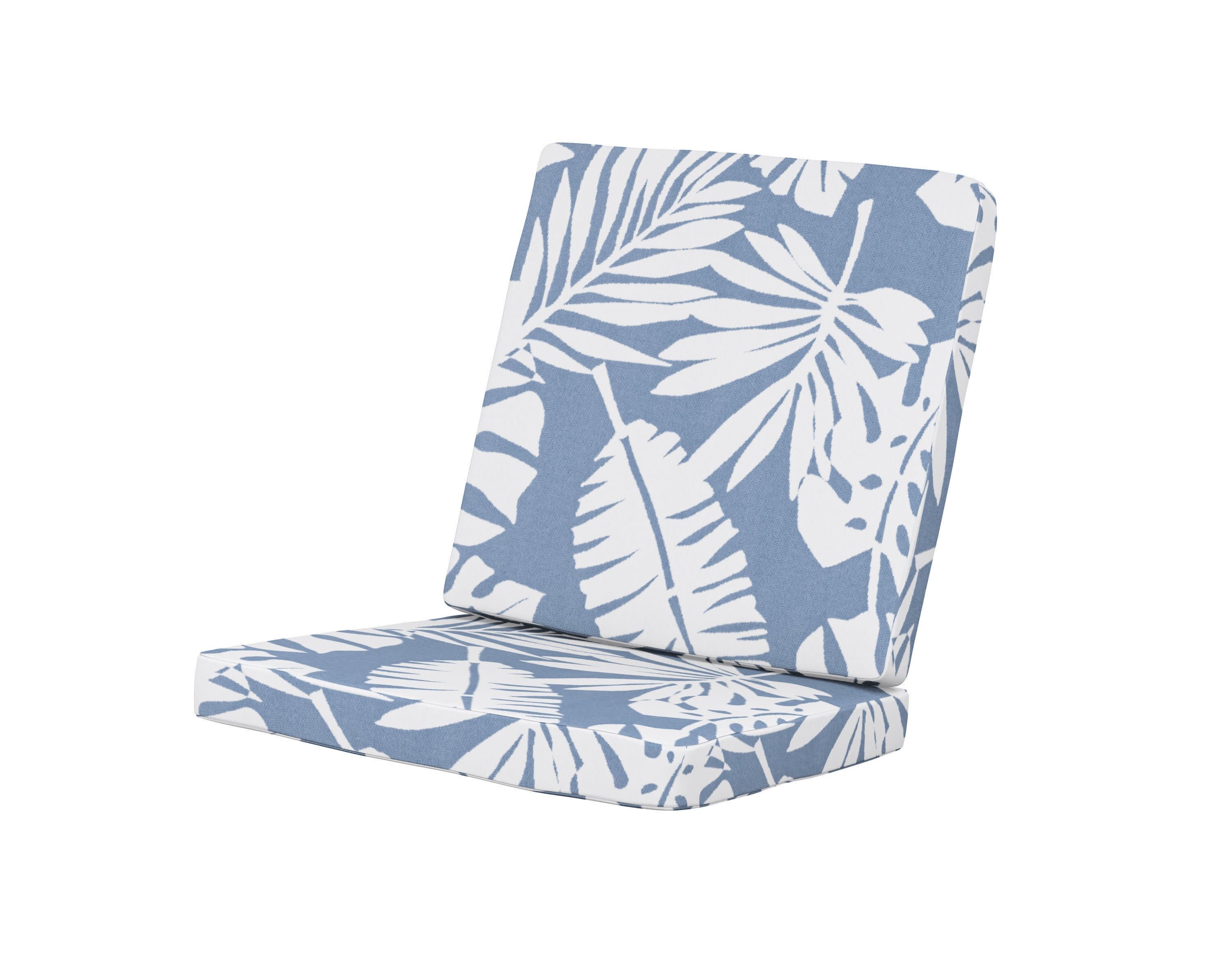 Modern Chair Cushion in Leaf Sky Blue