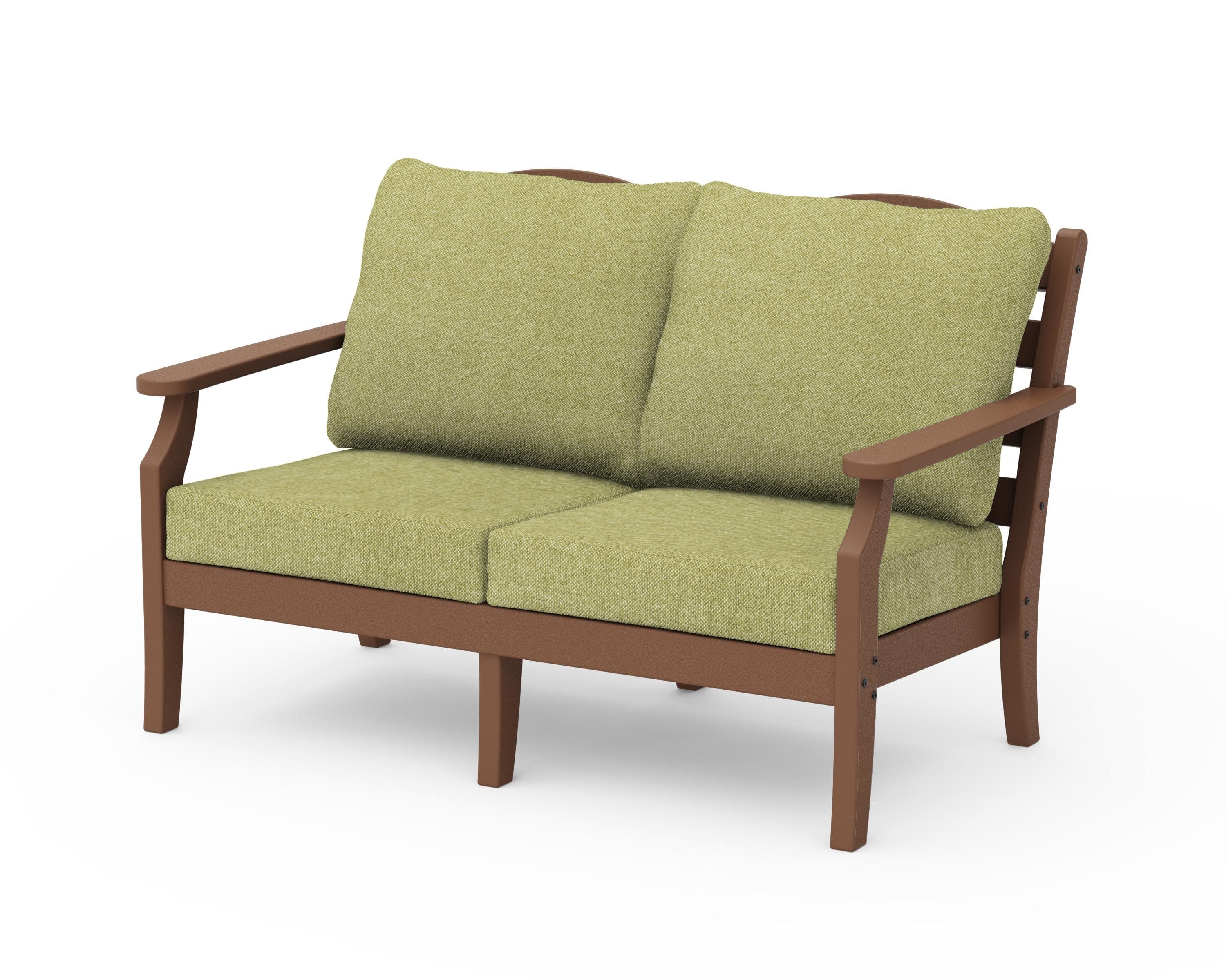 Savannah Deep Seating Loveseat in Teak / Chartreuse Boucle