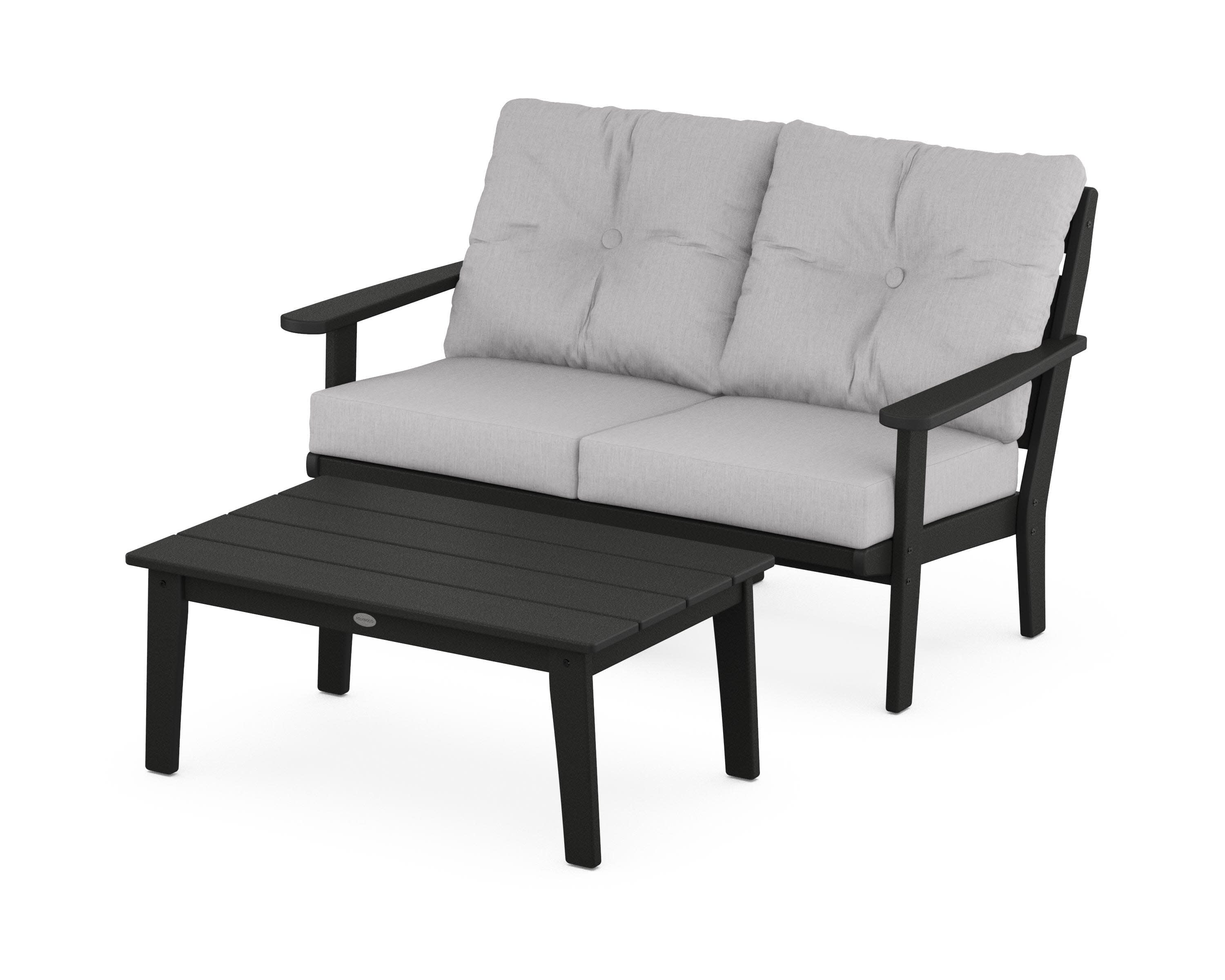 Lakeside 2-Piece Lounge Loveseat Set in Black / Granite