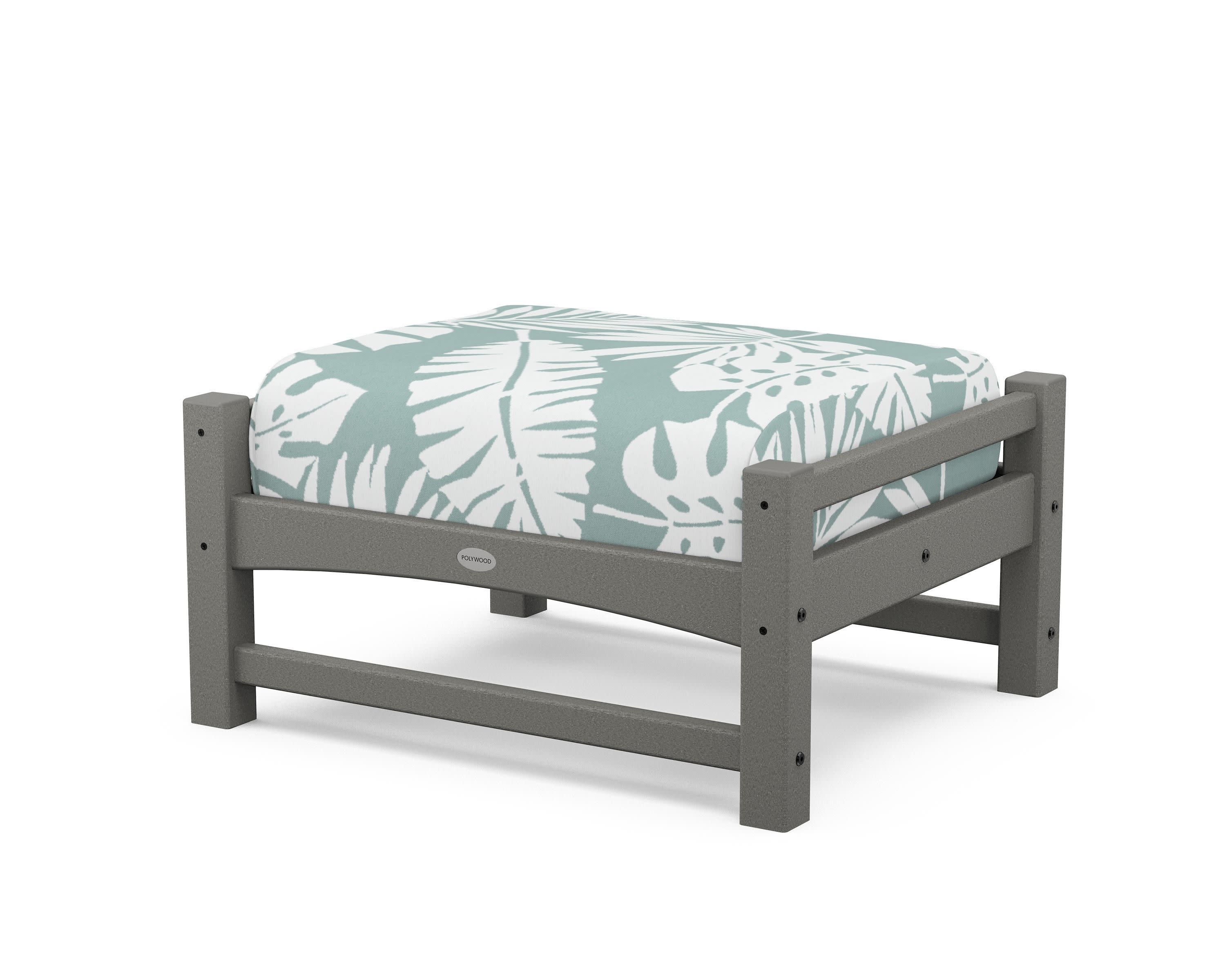 Club Ottoman in Slate Grey / Leaf Glacier Spa