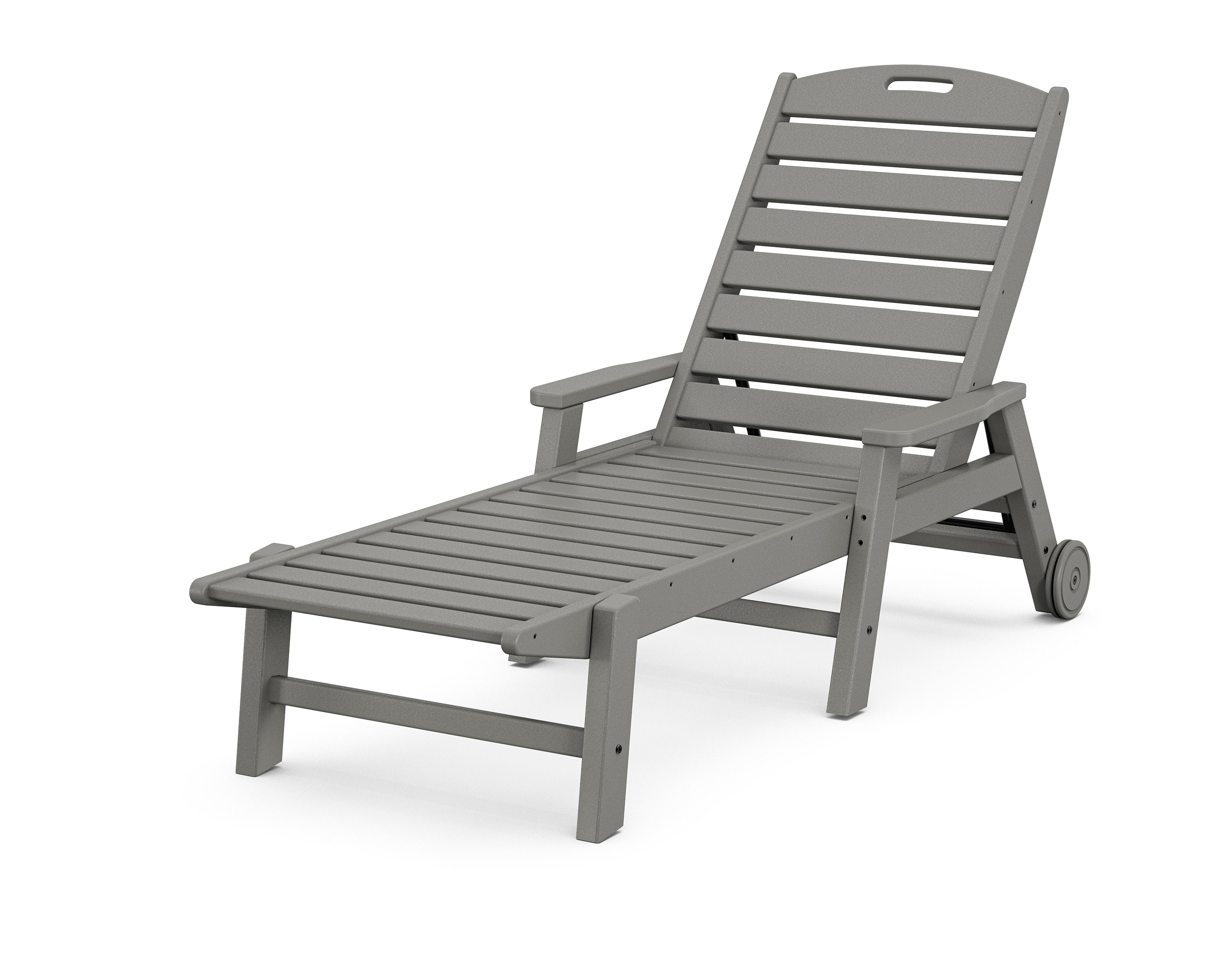 Nautical Chaise with Arms & Wheels in Slate Grey