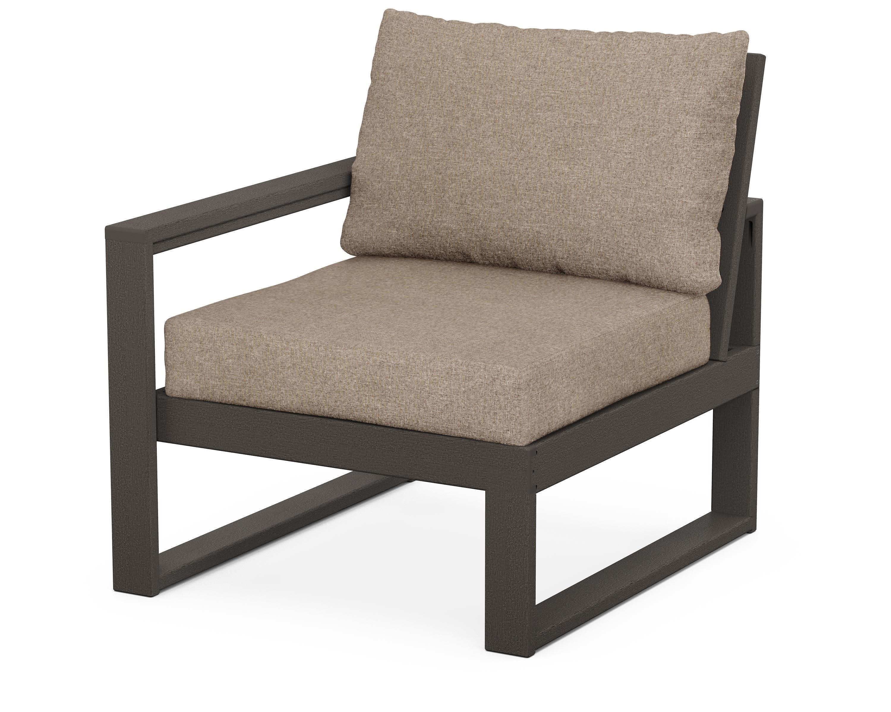 EDGE Modular Left Arm Chair in Vintage Coffee / Spiced Burlap