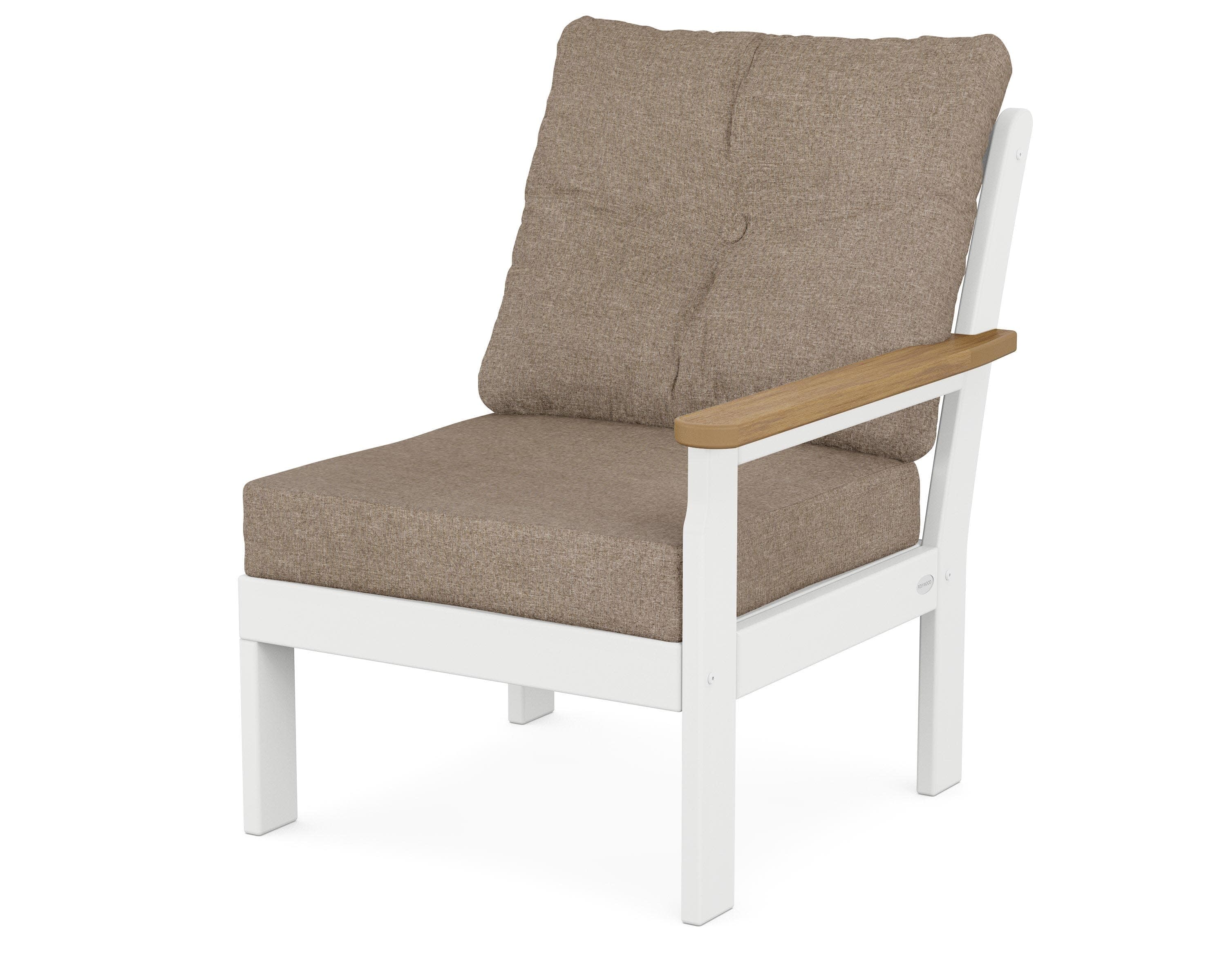 Vineyard Modular Right Arm Chair in White / Natural / Spiced Burlap