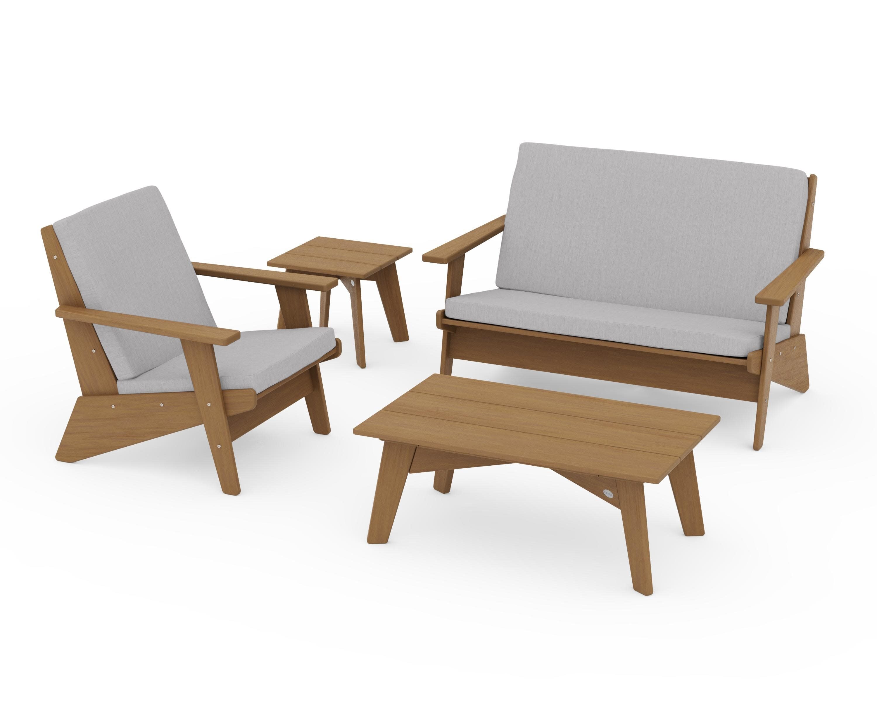 Riviera Modern Lounge 4-Piece Set in Natural / Granite