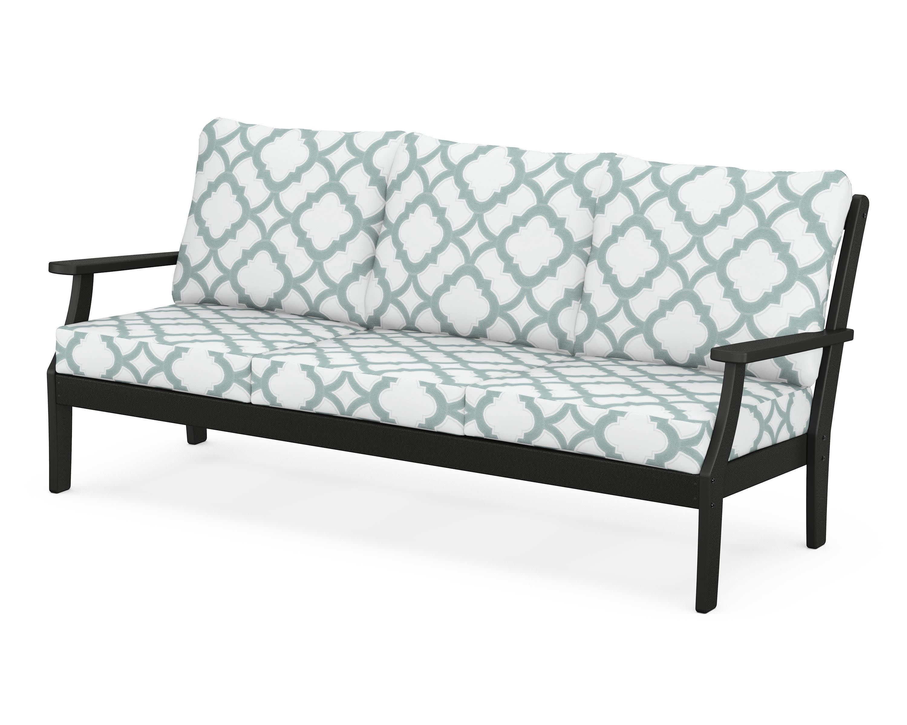 Braxton Deep Seating Sofa in Black / Trellis Glacier Spa
