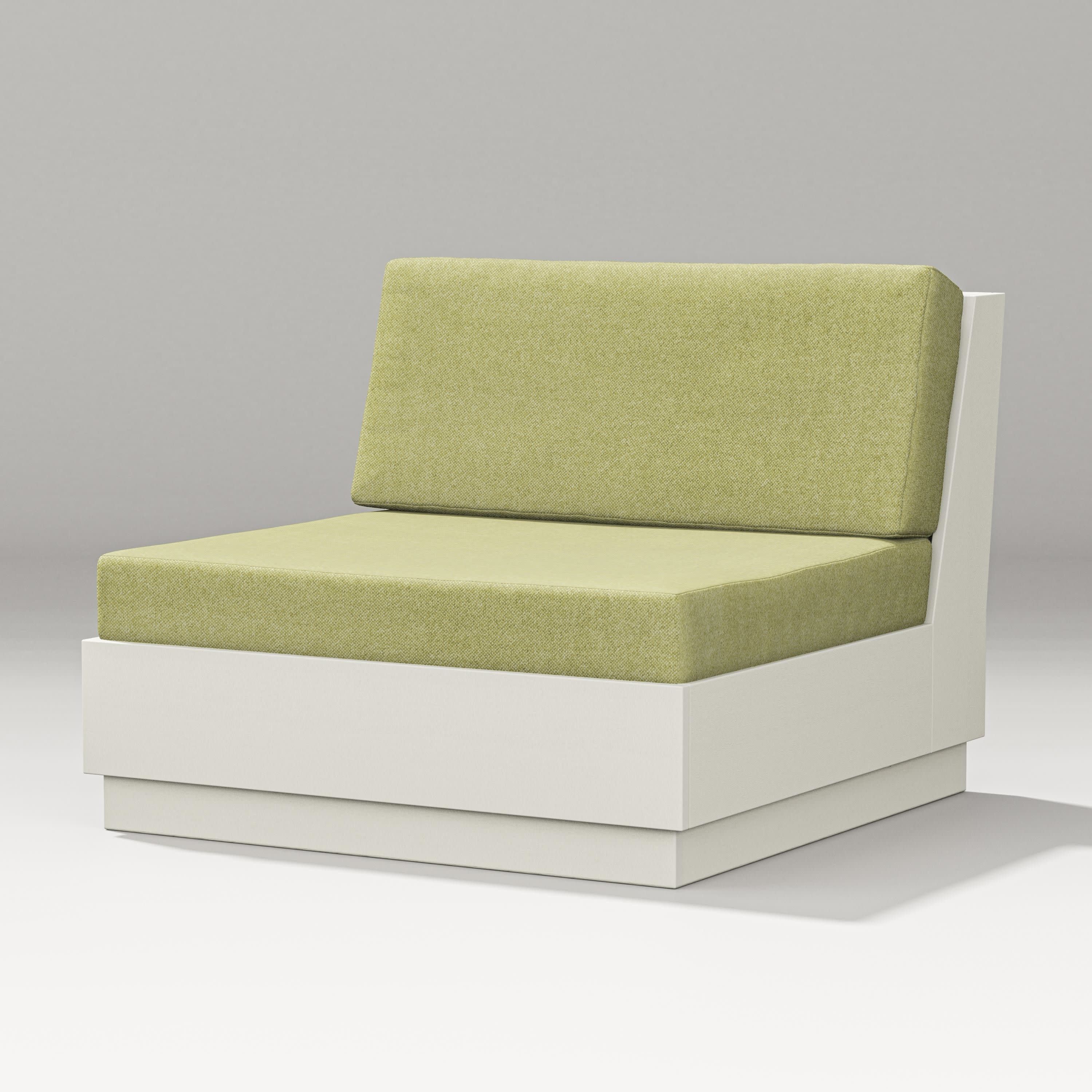 Elevate Modular Armless Chair in Vintage White / Chartreuse Boucle