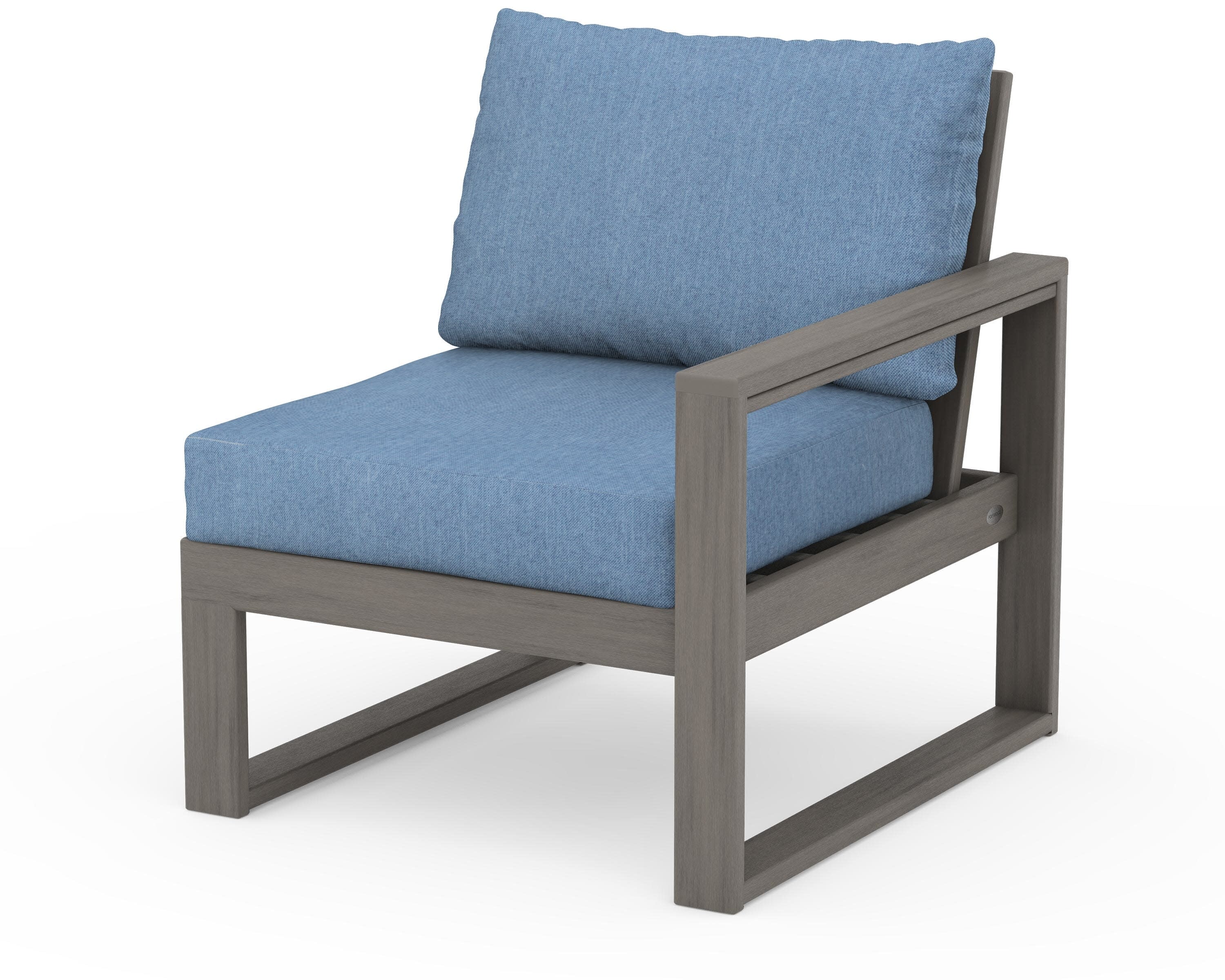 EDGE Modular Right Arm Chair in Driftwood / Sky Blue