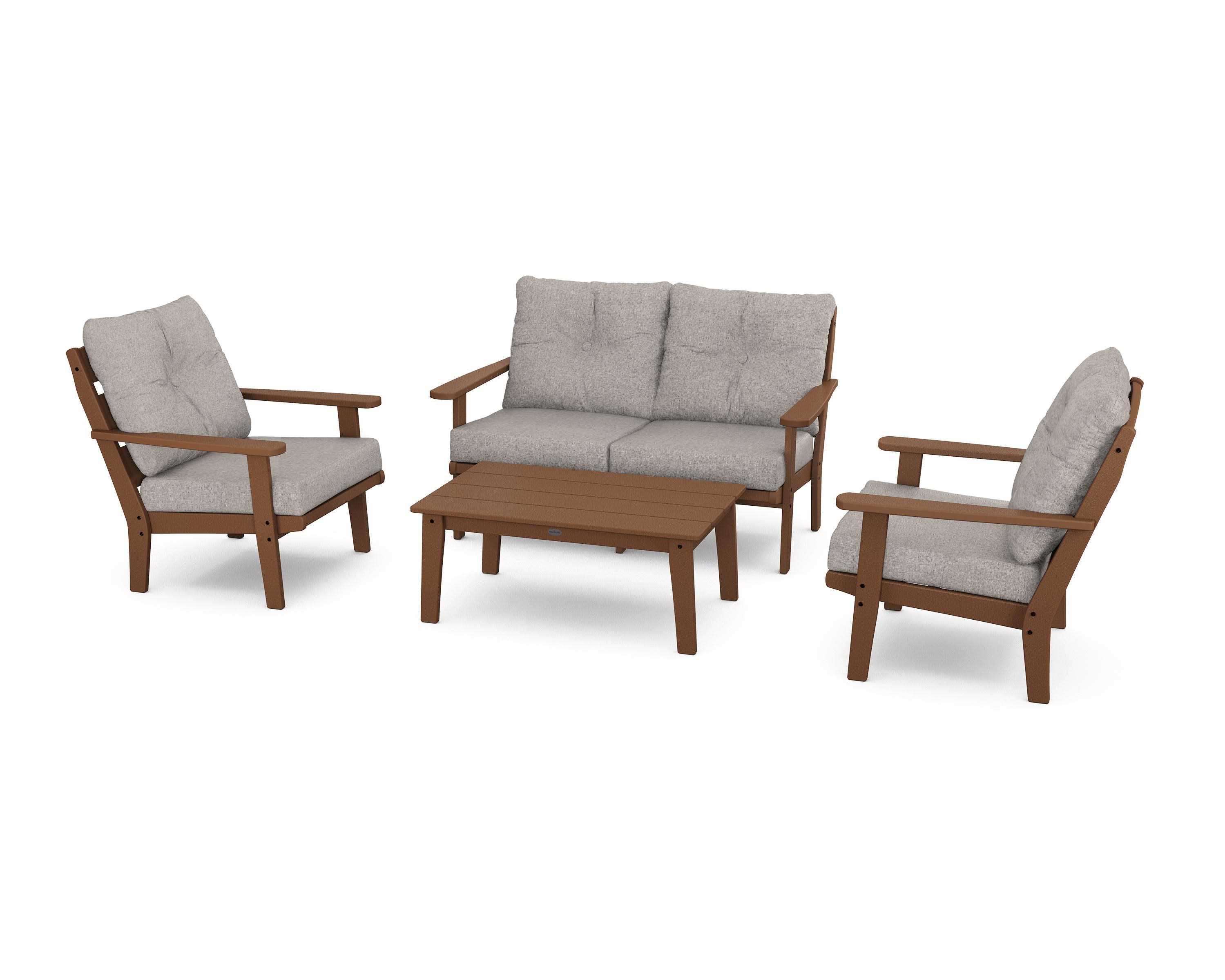 Lakeside 4-Piece Deep Seating Set in Teak / Weathered Tweed
