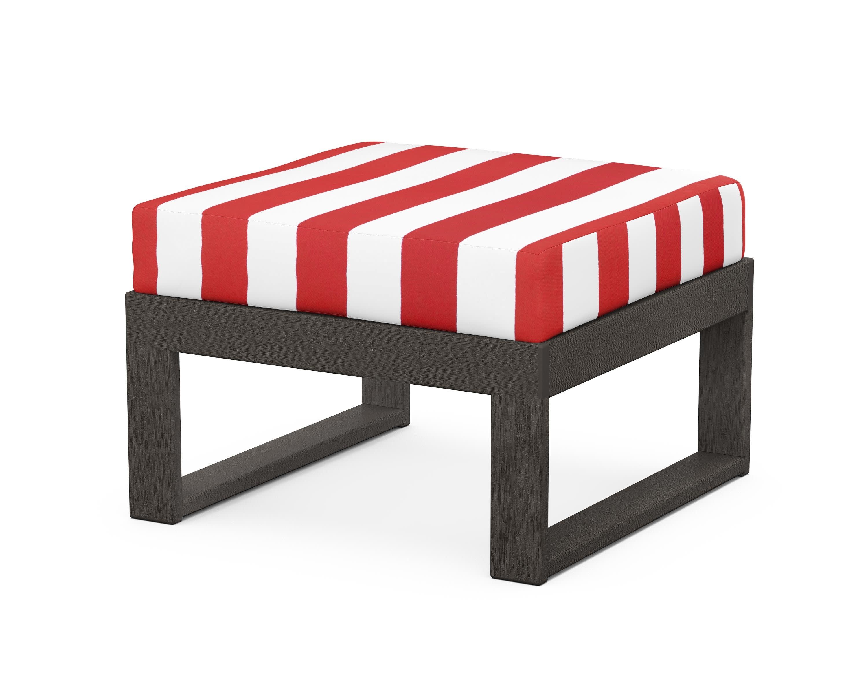 Modular Ottoman - Modern in Vintage Coffee / Cabana Stripe Crimson
